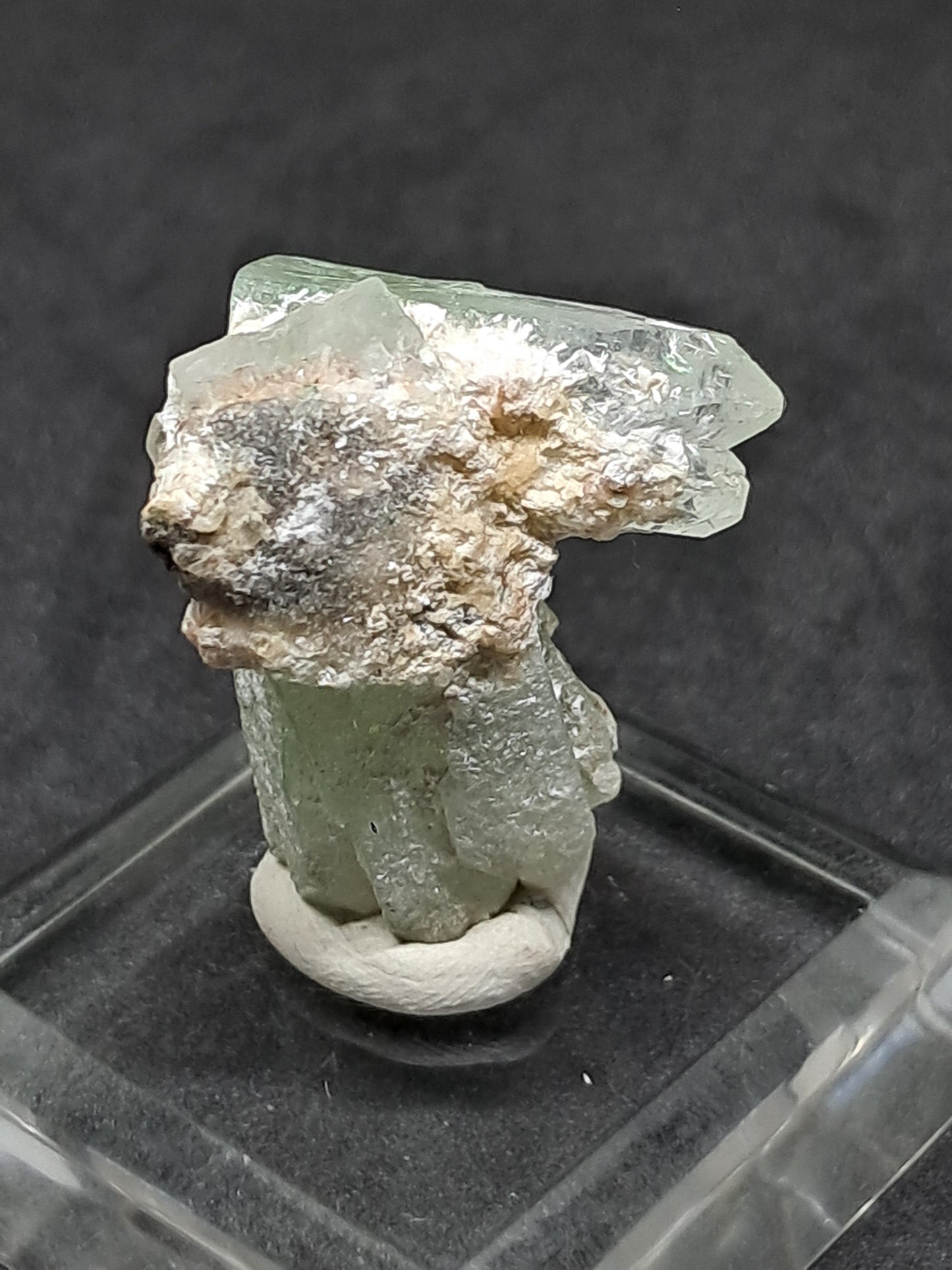 Green Apophyllite Crystal w/ Okenite (Ajanta) Natural Point | Mineral Specimen #AP62