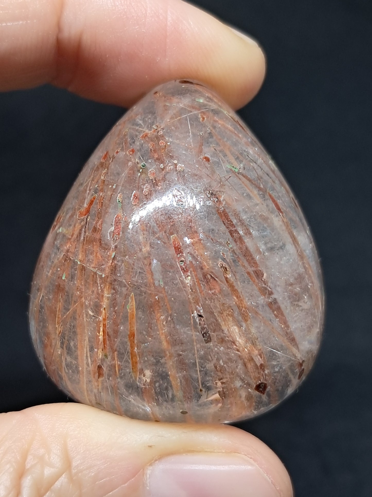 Red Rutile Quartz Cabochon *High Quality* Polished Stone | Copper Rutile | Natural Crystal | Mineral Specimen #PQ7