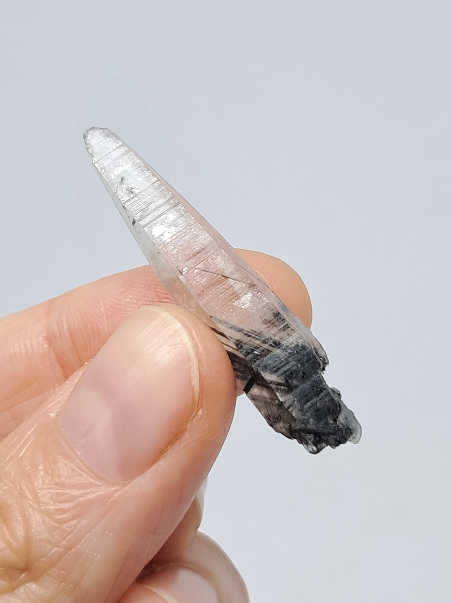 Tourmalinated Quartz Natural Crystal Point (Karur) Rough Stone | Mineral Specimen #TQ7