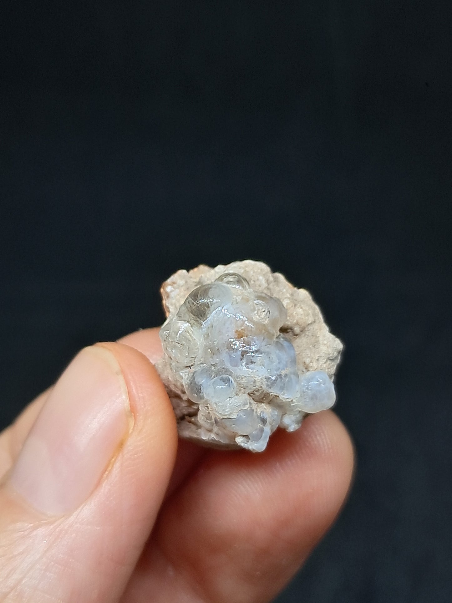 Ópalo hialita en matriz (México), piedra cristalina en bruto | Ejemplar mineral n.° OH5