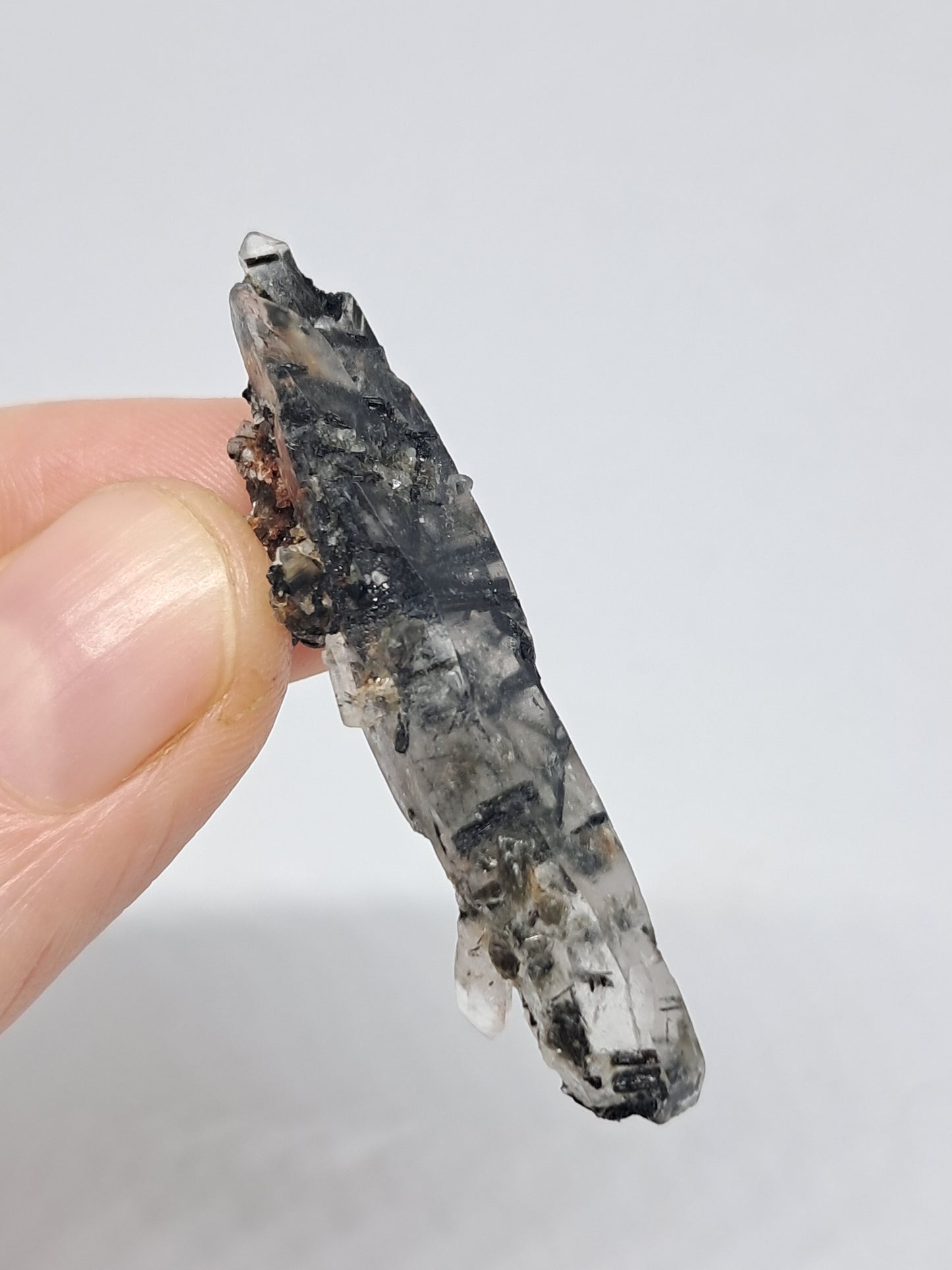 Tourmalinated Quartz natural crystal point (Non-precious natural stone) #TQ19