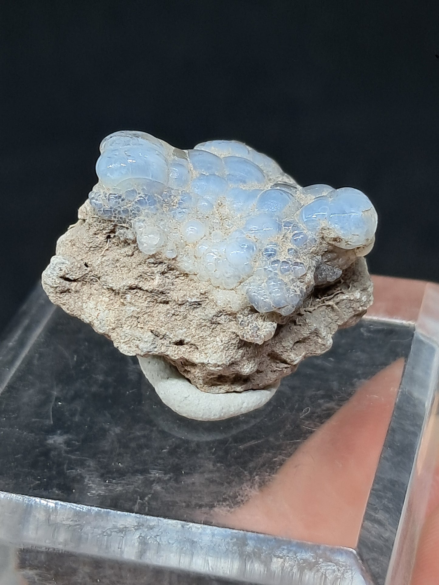 Ópalo hialita en matriz (México), piedra cristalina en bruto | Ejemplar mineral n.° OH7