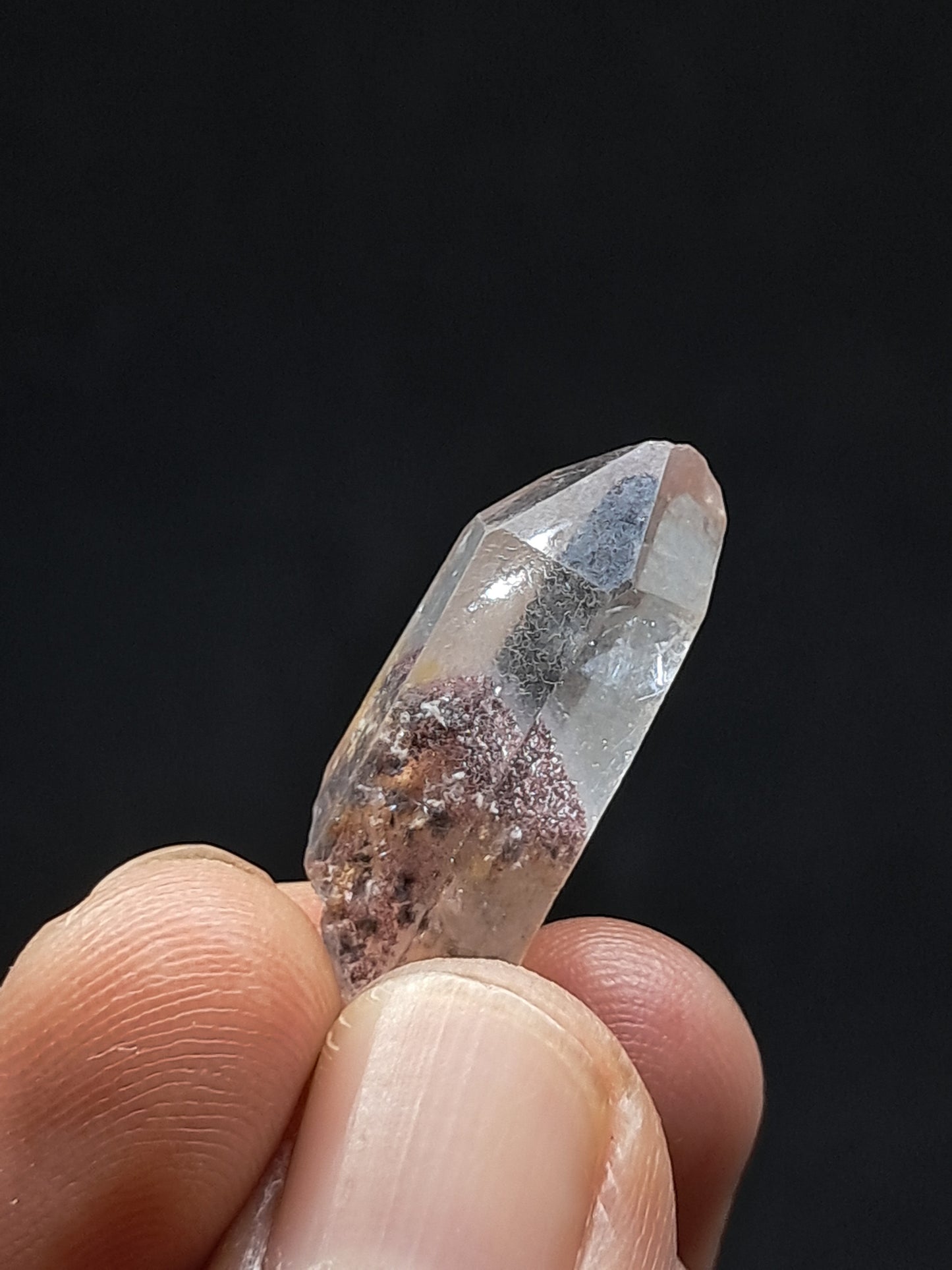 Cuarzo fantasma hematita (Telangana) | Cristal natural | Ejemplar mineral n.° HPQ51