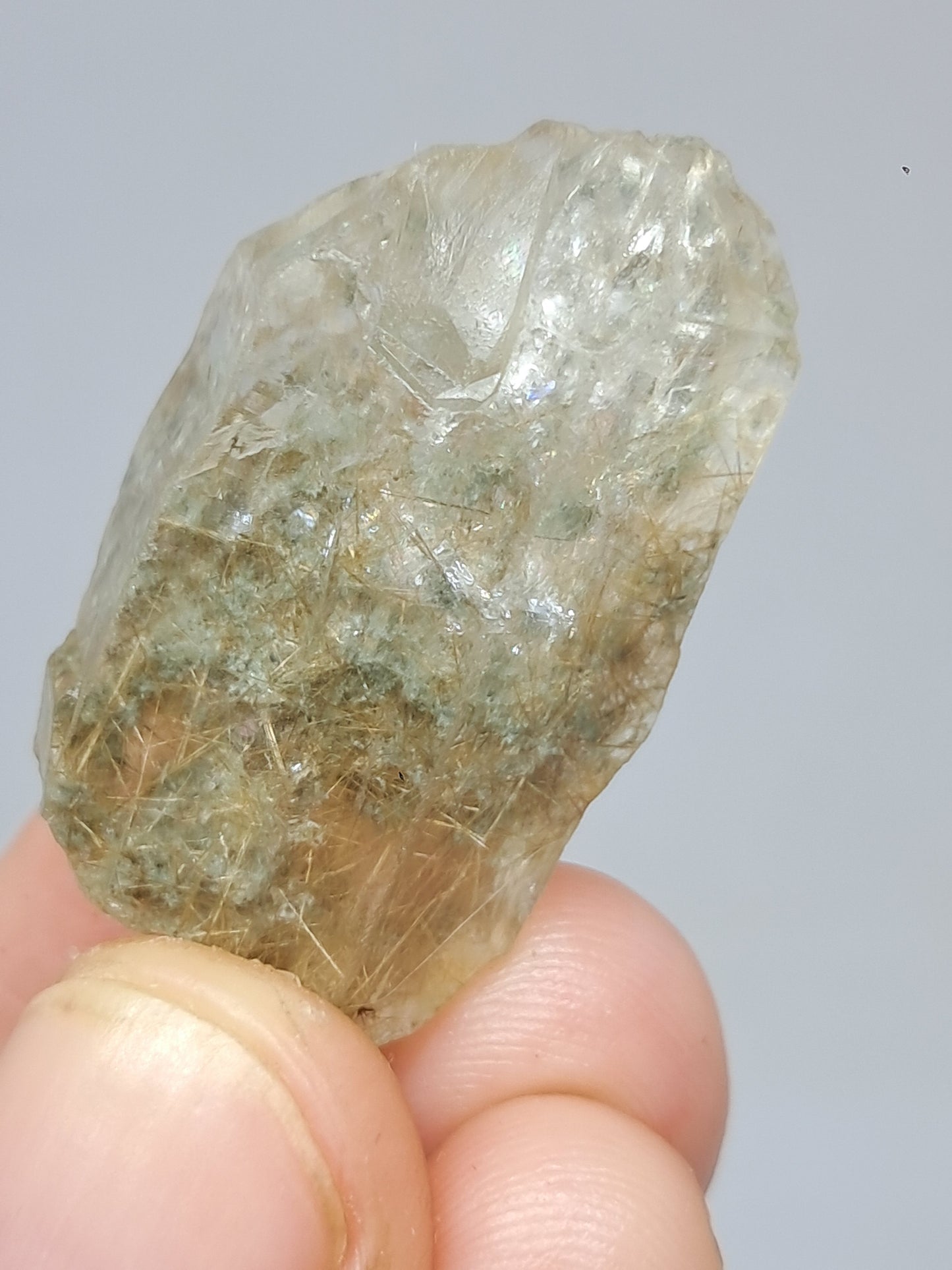 Quartz w/ Chlorite and Golden Rutile Inclusions (Kullu) Rough Stone | Natural Crystal Point | Mineral Specimen #CH45