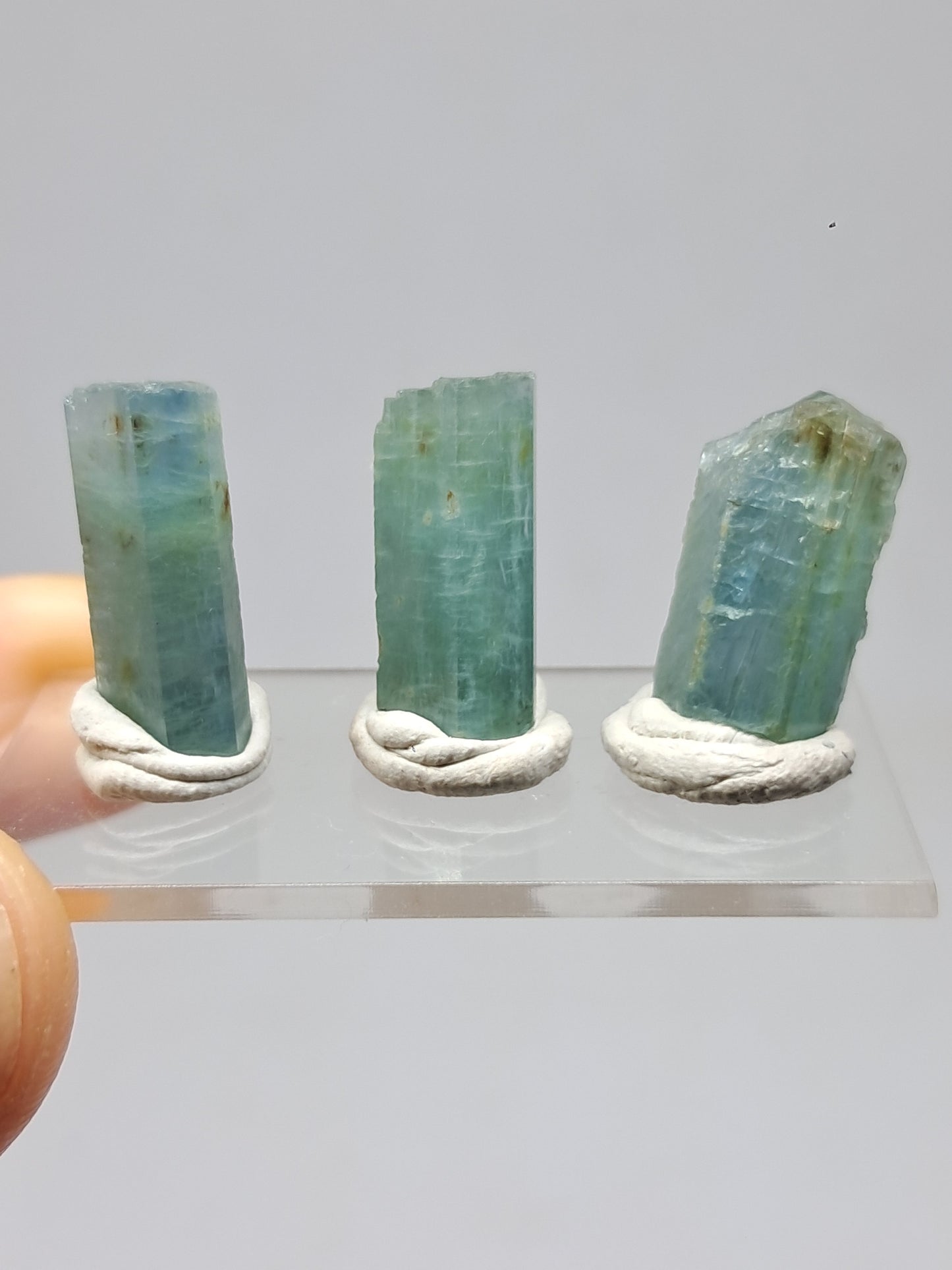 Set of 3 Aquamarines (Karur) Rough Hexagonal Crystals | Mineral Specimen #AQM26