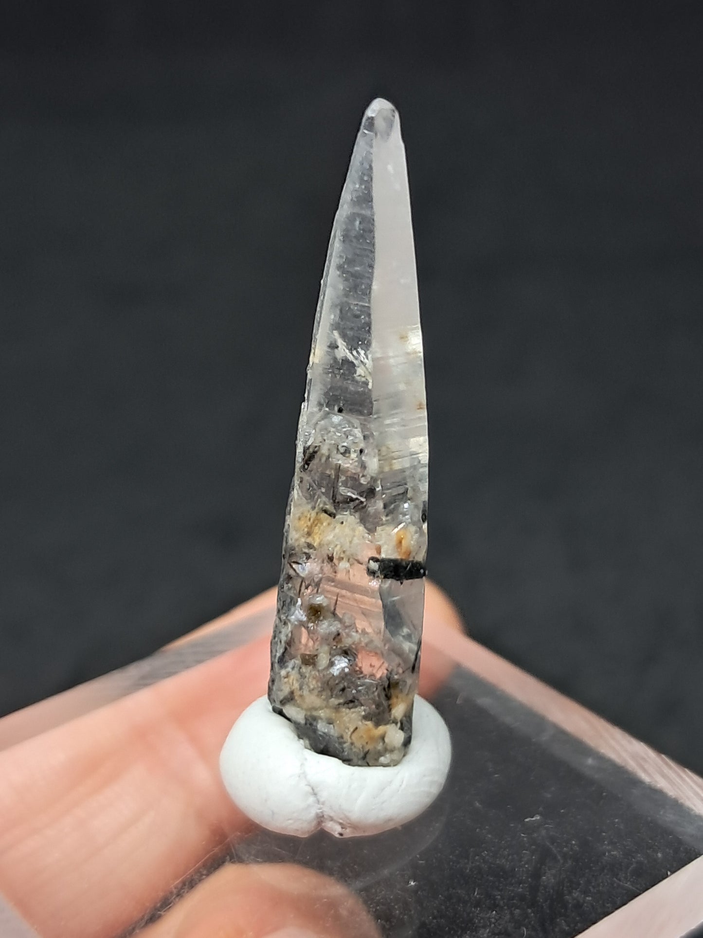 Tourmalinated Quartz natural crystal point (Non-precious natural stone) #TQ9