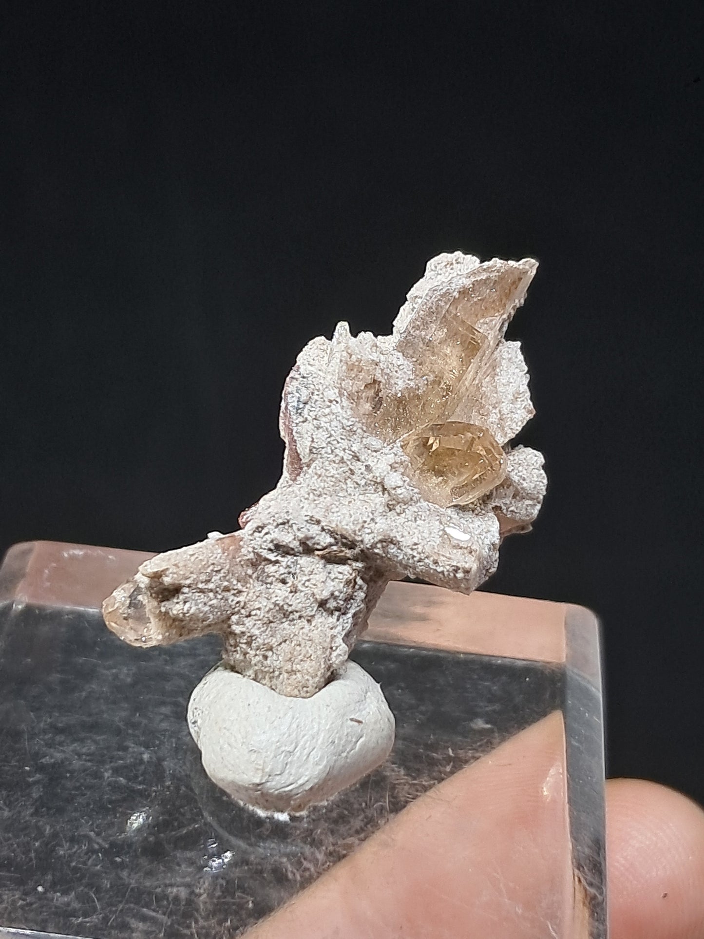 Cristales de topacio natural en matriz (México), piedra preciosa rara | Ejemplar mineral n.° TPZ23