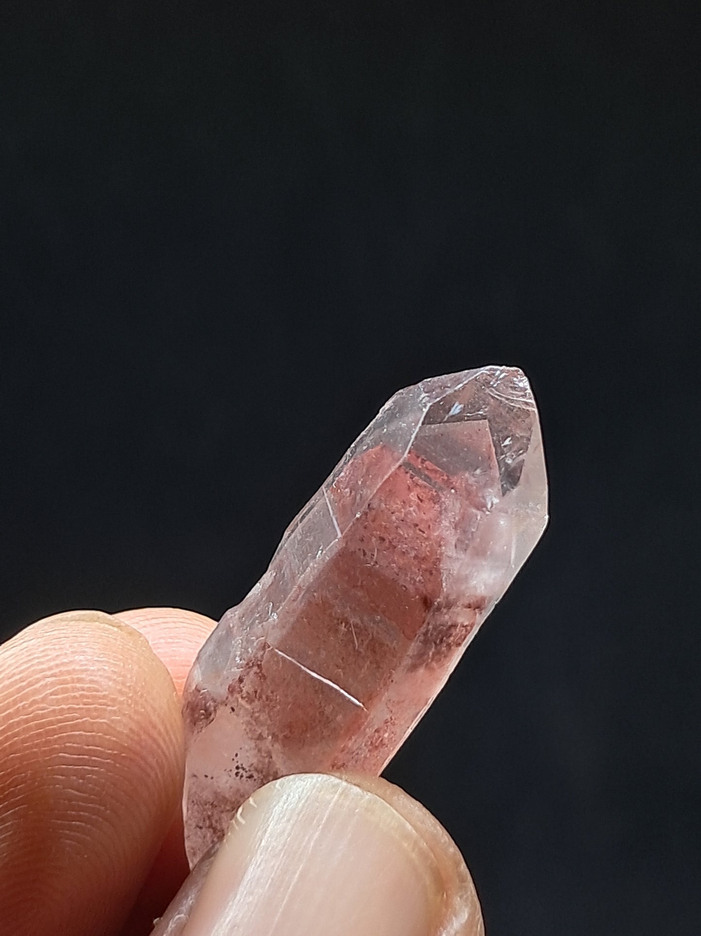 Cuarzo fantasma hematita (Telangana) | Cristal natural | Ejemplar mineral n.° HPQ50