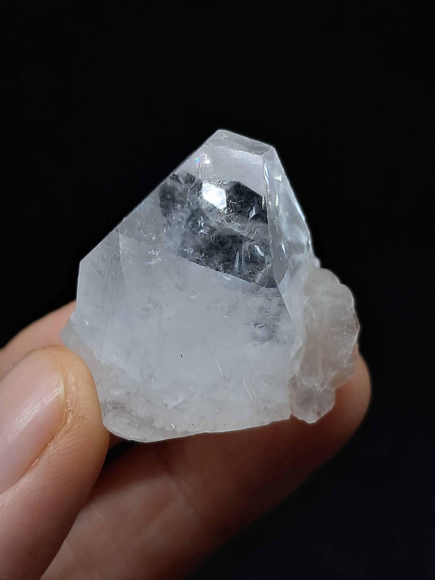 Clear Apophyllite Point w/ Stilbite (Ajanta) Natural Crystal | Mineral Specimen #AP54