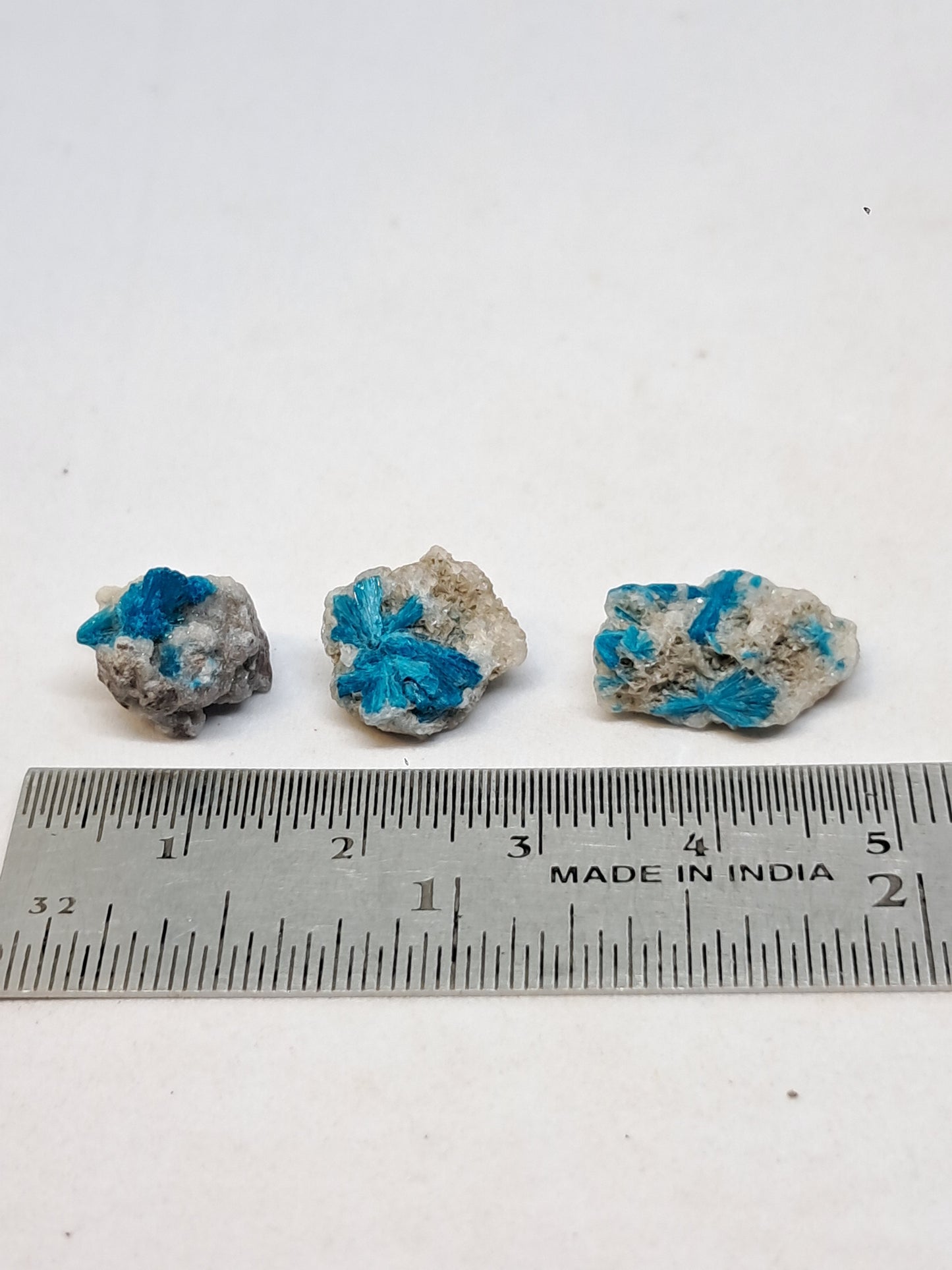 Set of 3 Small Cavansites on Heulandite Matrix (Wagholi) Rough Stone | Natural Crystal | Rare Mineral Specimen #CV44