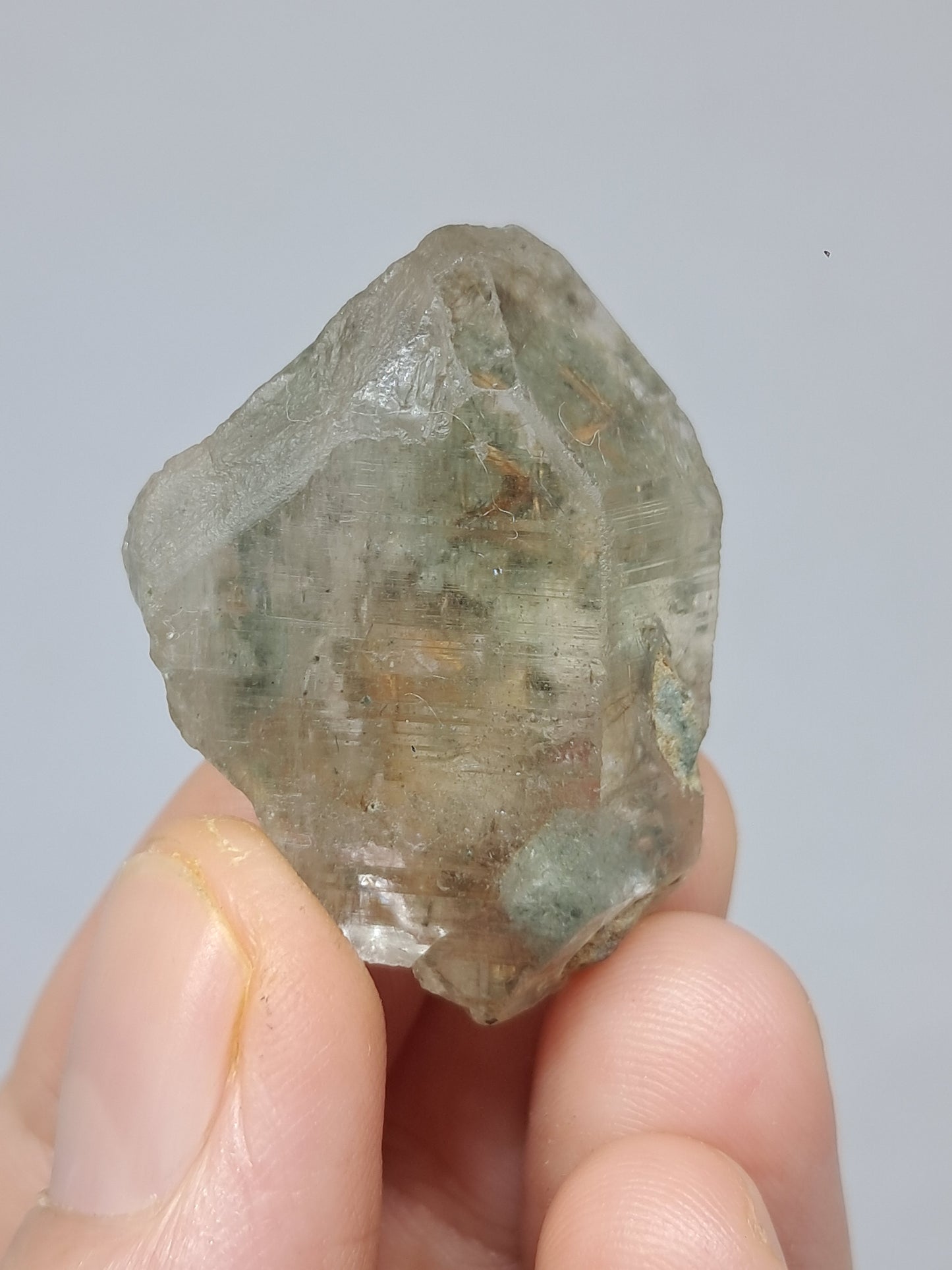 Quartz w/ Chlorite and Golden Rutile Inclusions (Kullu) Rough Stone | Natural Crystal Point | Mineral Specimen #CH44