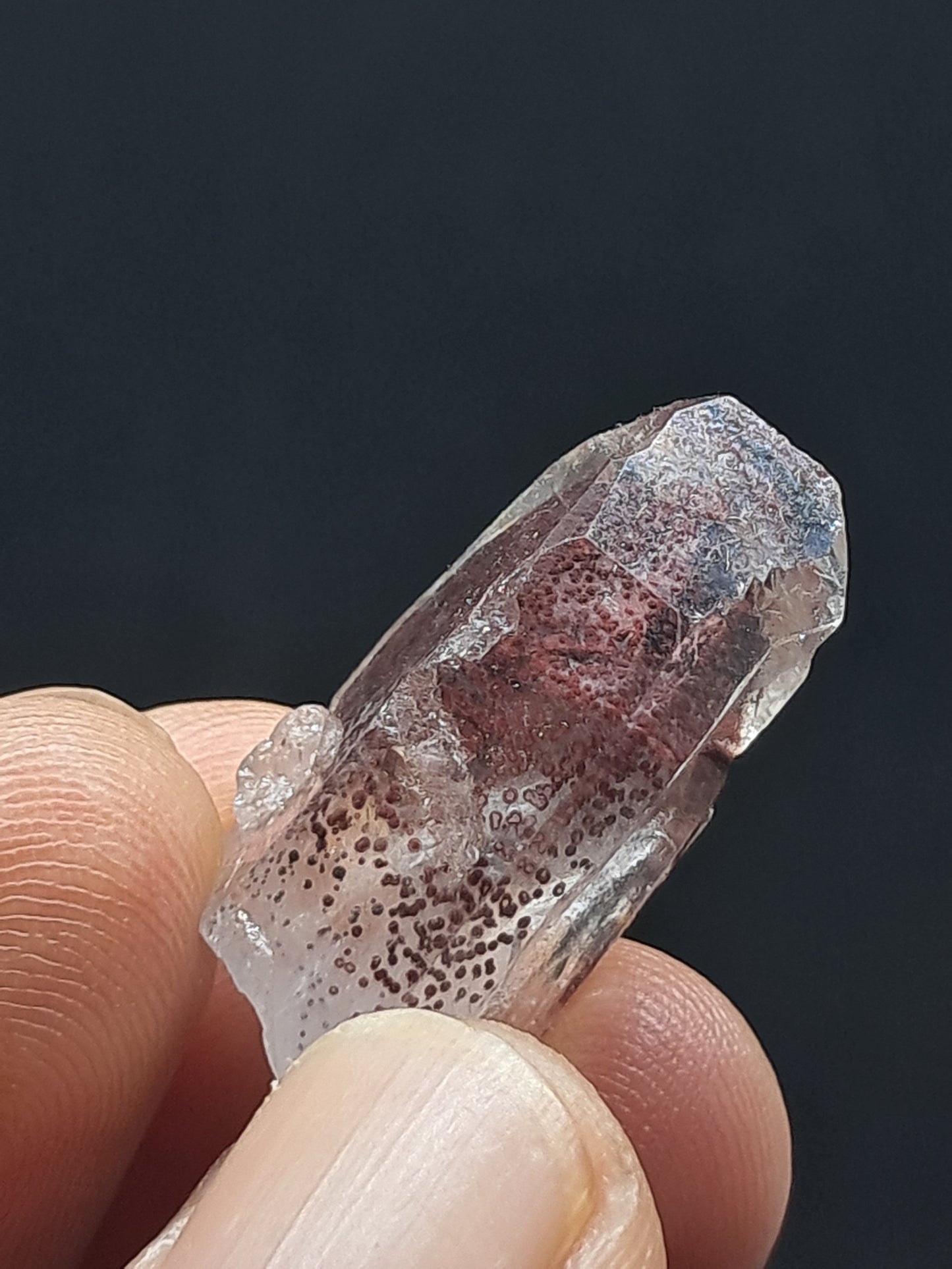 Cuarzo fantasma hematita (Telangana) | Cristal natural | Ejemplar mineral n.° HPQ44