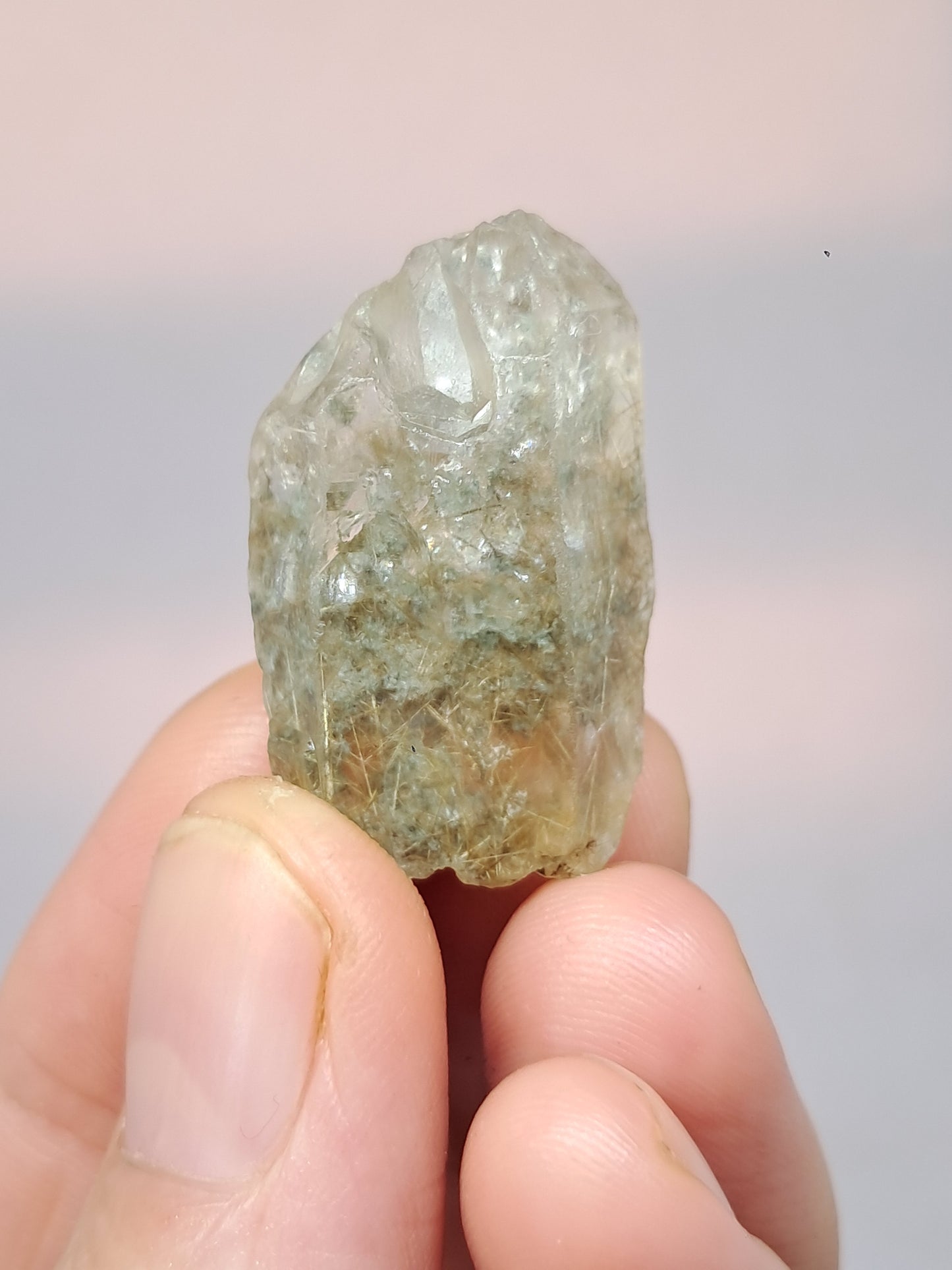Quartz w/ Chlorite and Golden Rutile Inclusions (Kullu) Rough Stone | Natural Crystal Point | Mineral Specimen #CH45