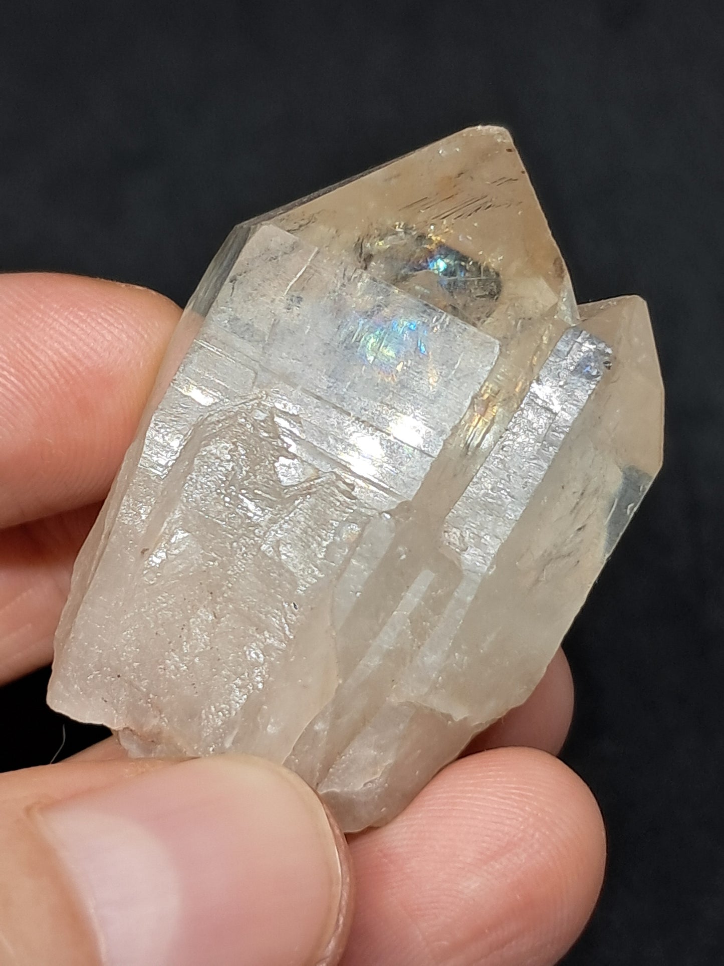 Natural Citrine "Kundalini" with Rainbows (Democratic Republic of Congo) Twinned Crystal Point | Mineral Specimen) #CTN17