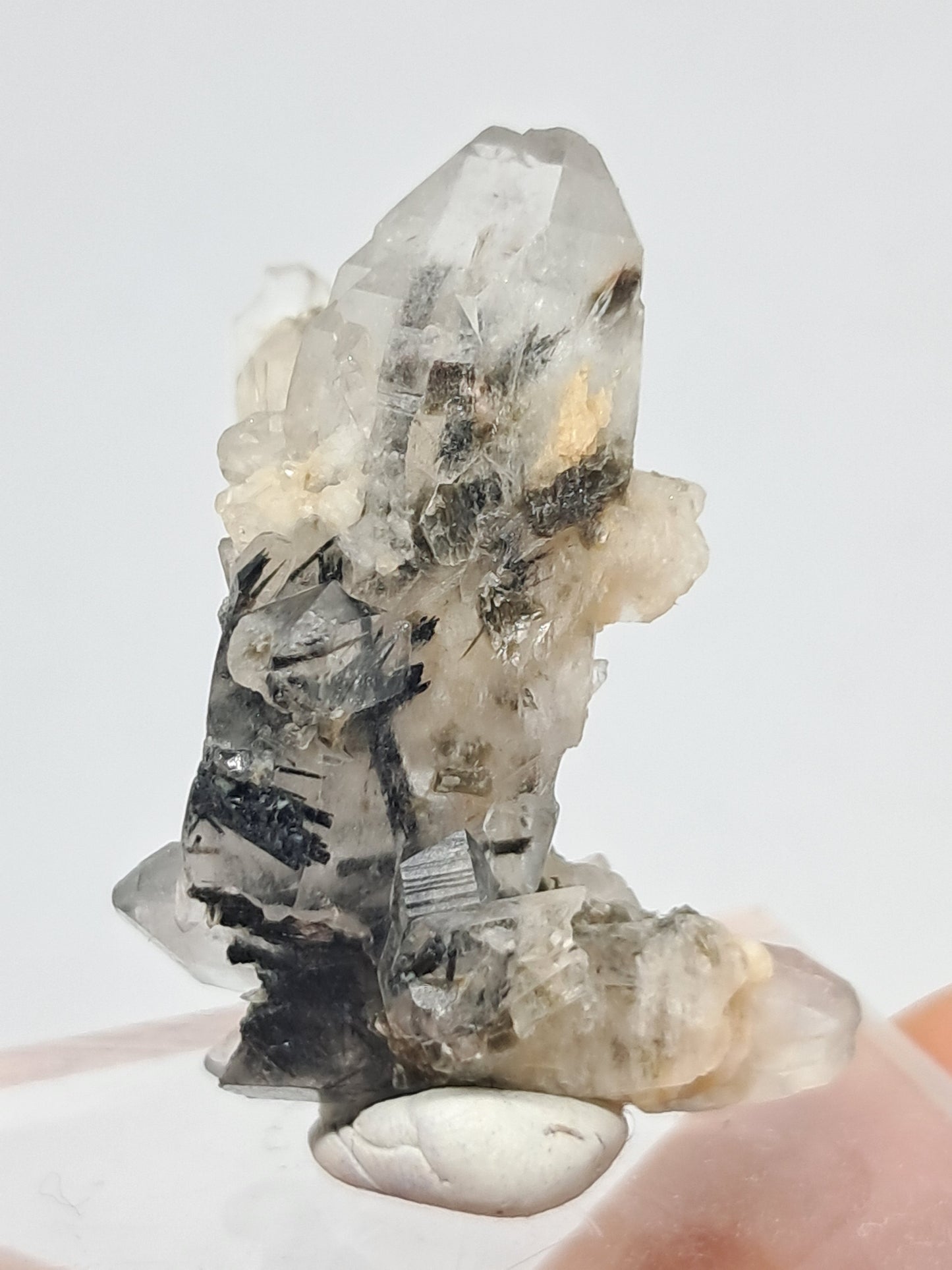 Tourmalinated Quartz with Mica and Feldespar inclusions (natural crystal point) #TQ14