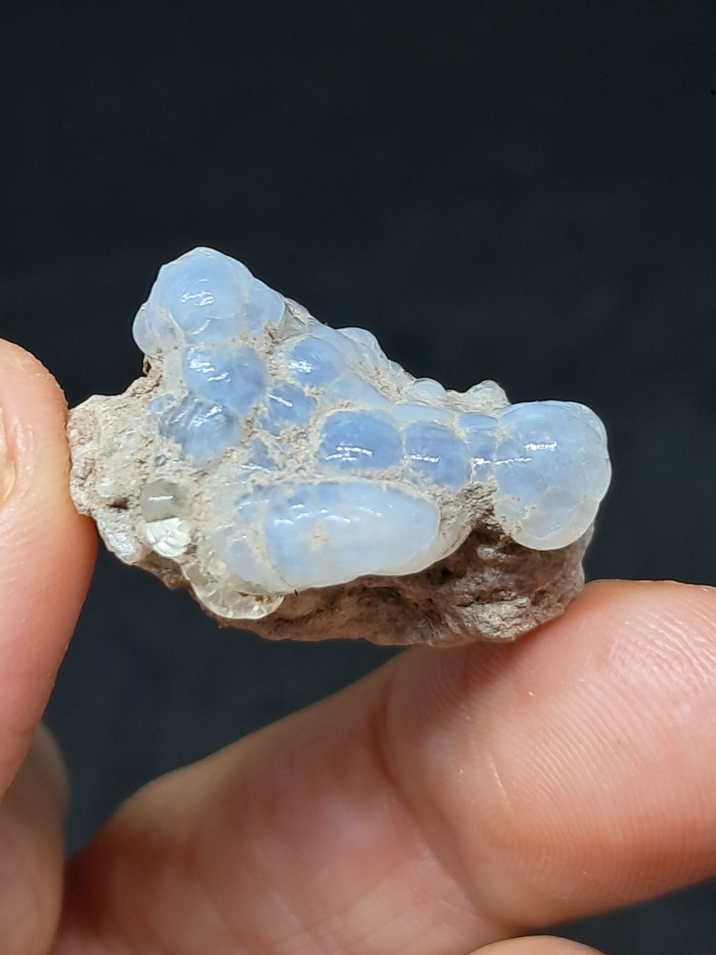 Ópalo hialita en matriz (México), piedra cristalina en bruto | Ejemplar mineral n.° OH7