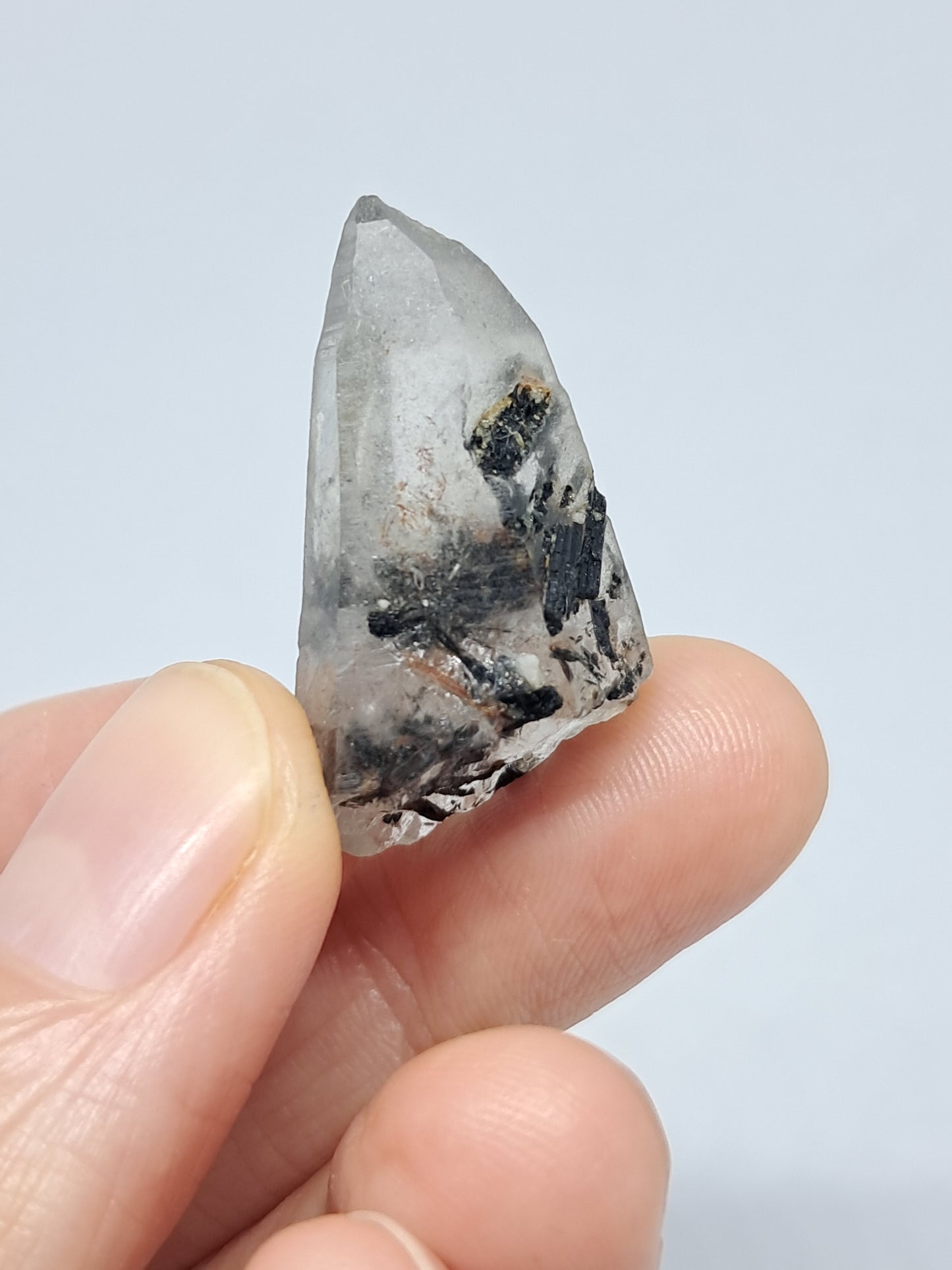 Tourmalinated Quartz natural crystal point (Non-precious natural stone) #TQ2