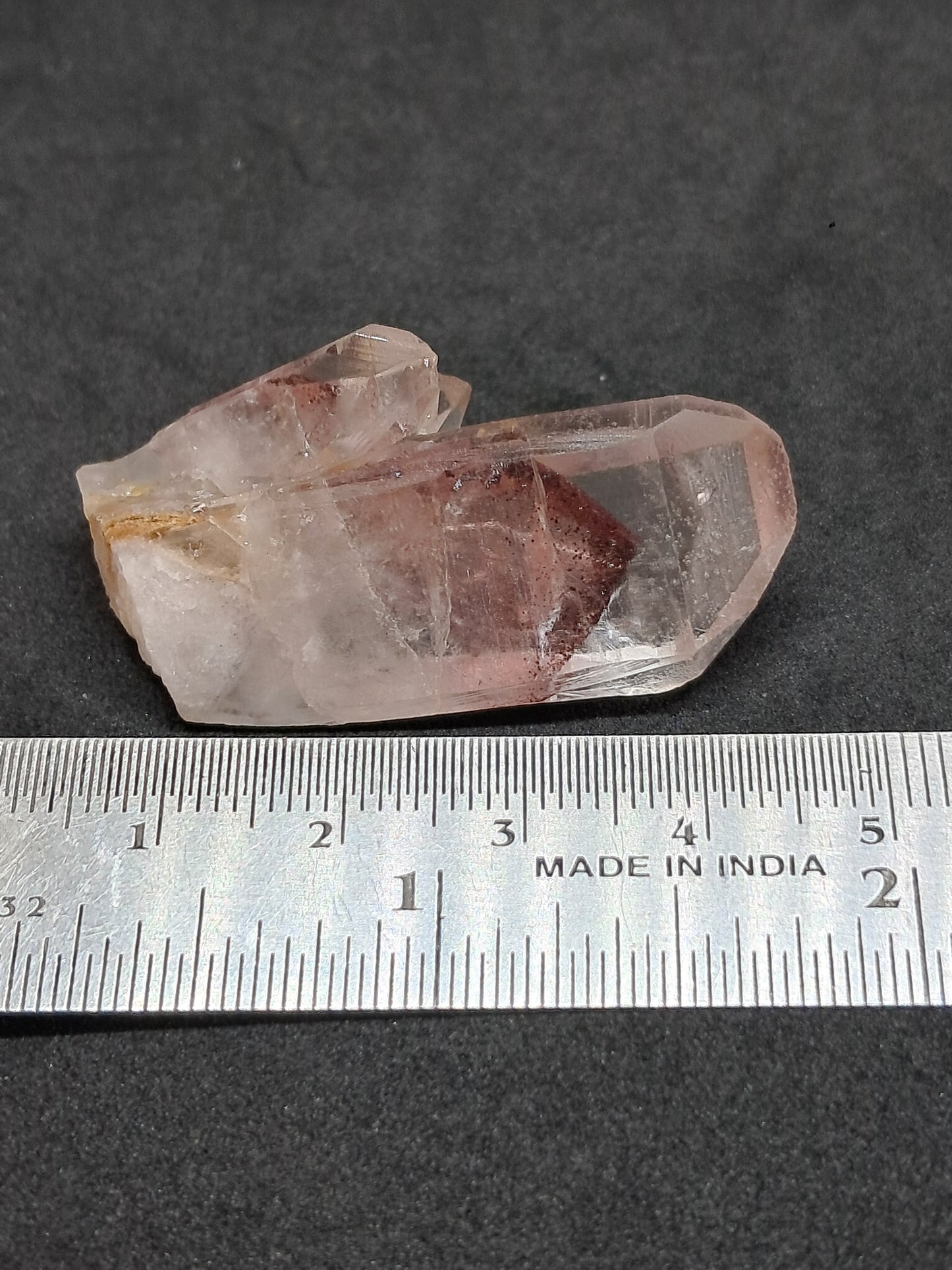 Cúmulo de Cuarzo Fantasma de Hematita (Telangana) Punta de Cristal Natural | Ejemplar Mineral n.° HPQ14