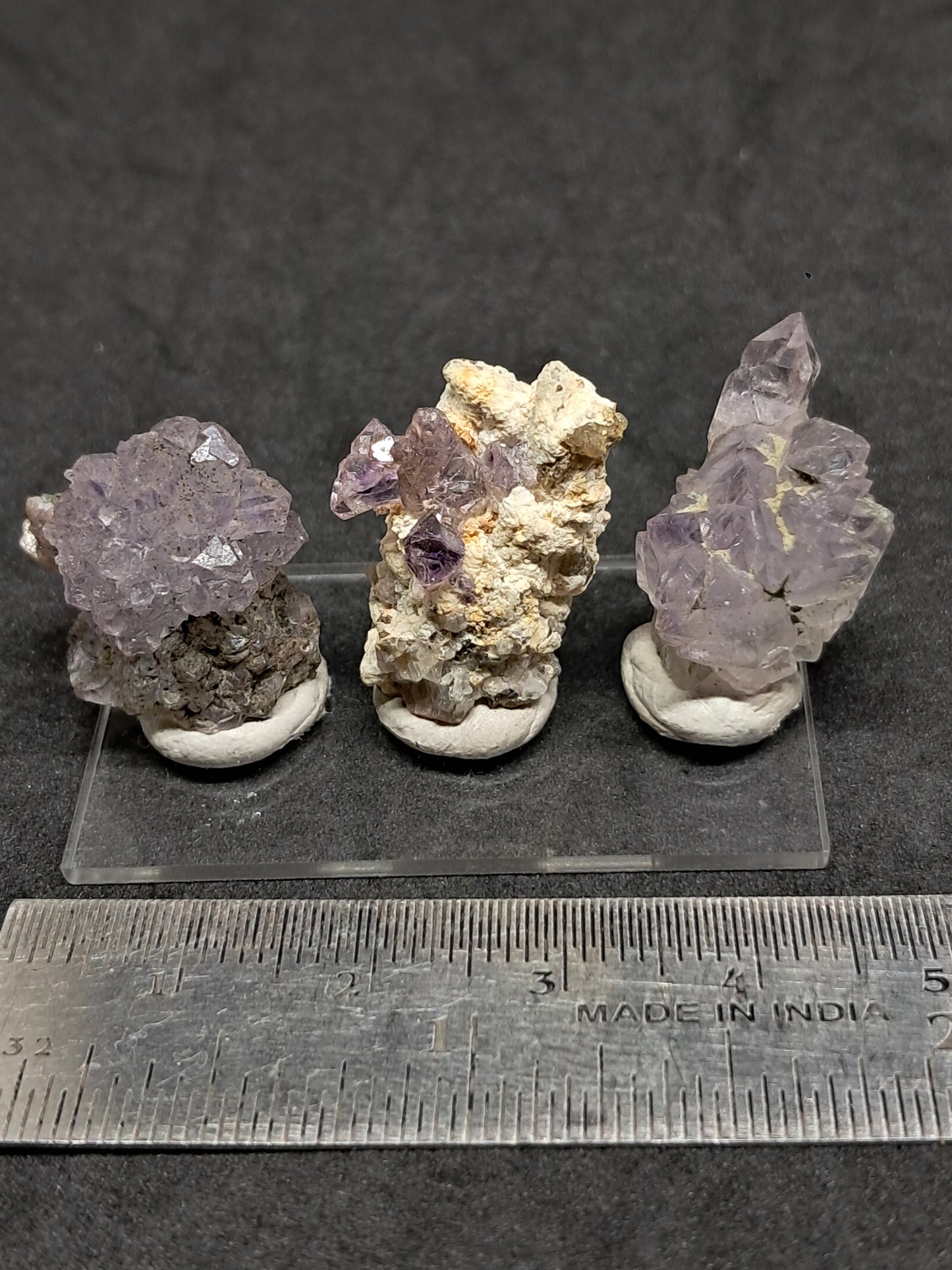 Set of 3 Amethyst from Karur | Natural Crystals | Mineral Specimen | Flower Scepter Herkimer Formation #KA166