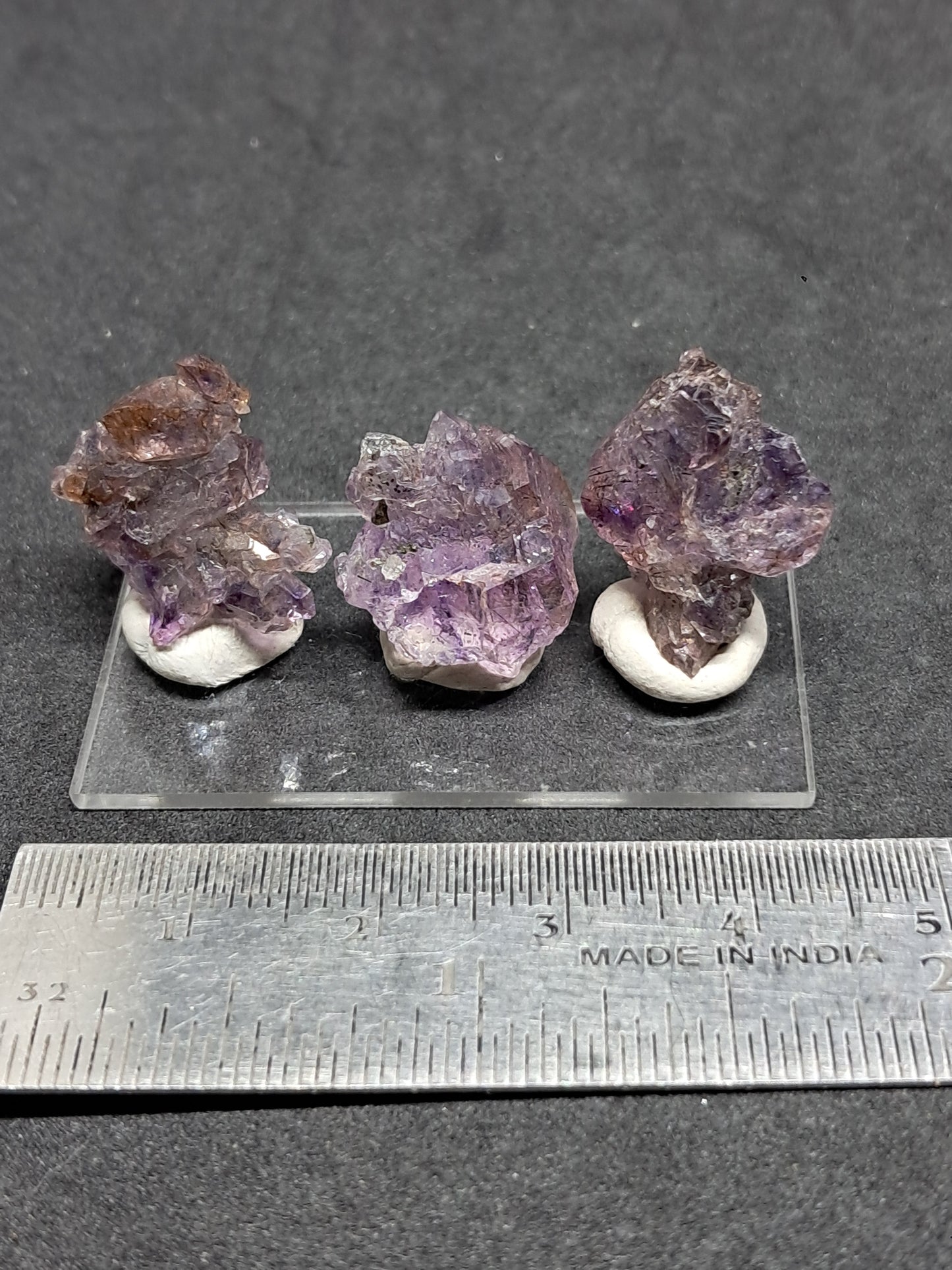 Set of 3 Amethyst from Karur w/ "Super Seven" Inclusions | Natural Crystals | Mineral Specimen #KA167