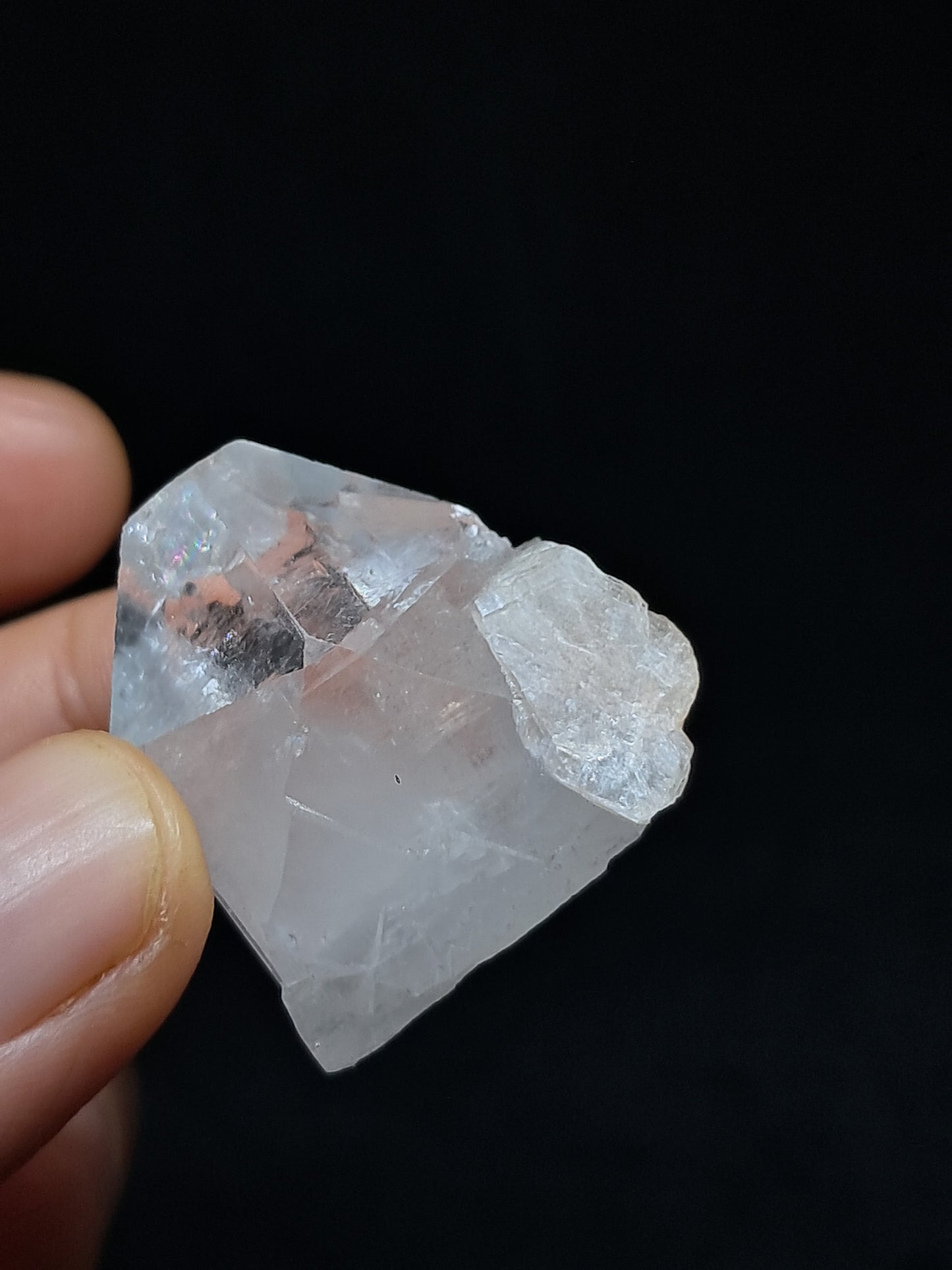 Clear Apophyllite Point w/ Stilbite (Ajanta) Natural Crystal | Mineral Specimen #AP54