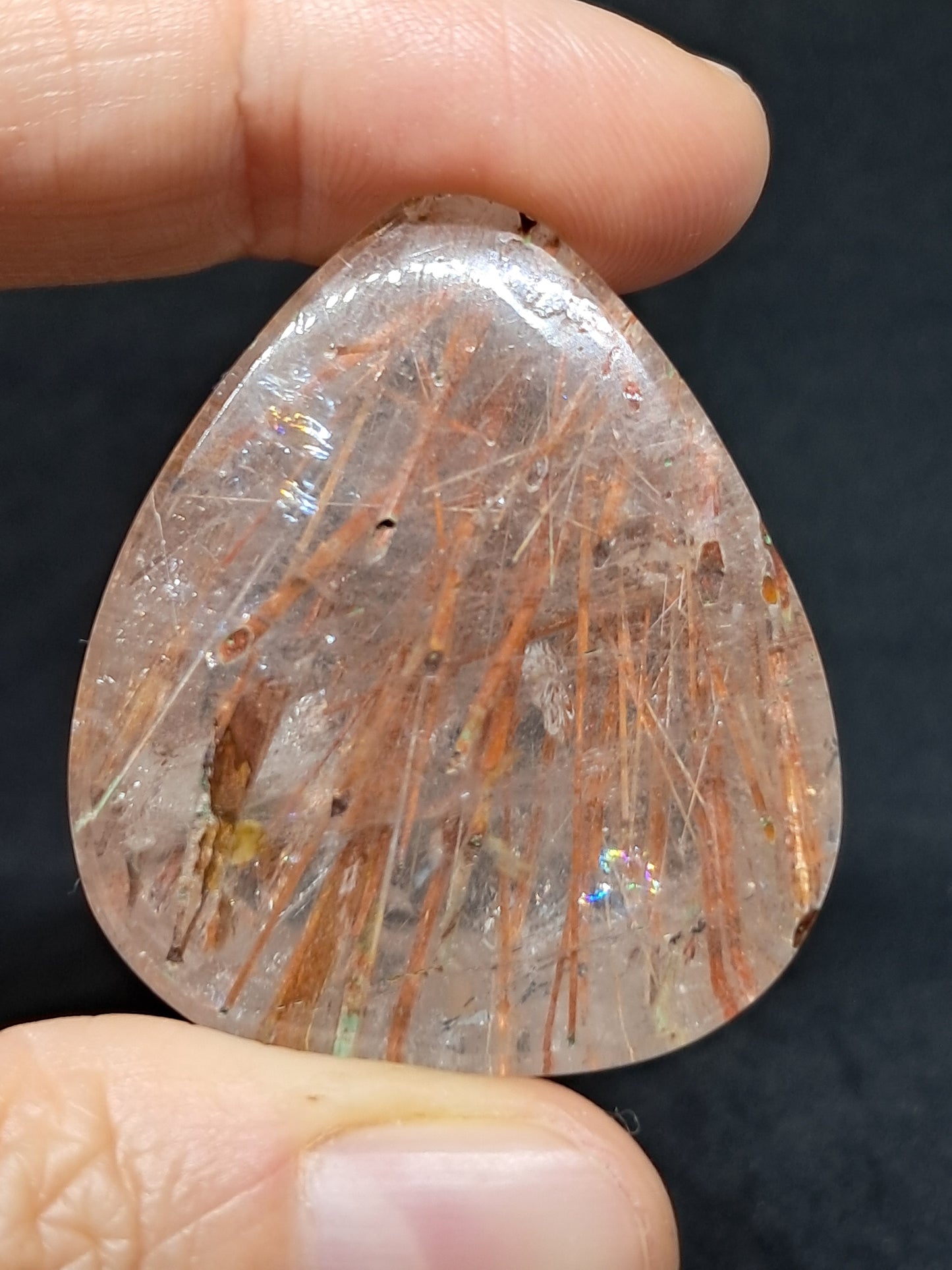 Red Rutile Quartz Cabochon *High Quality* Polished Stone | Copper Rutile | Natural Crystal | Mineral Specimen #PQ7