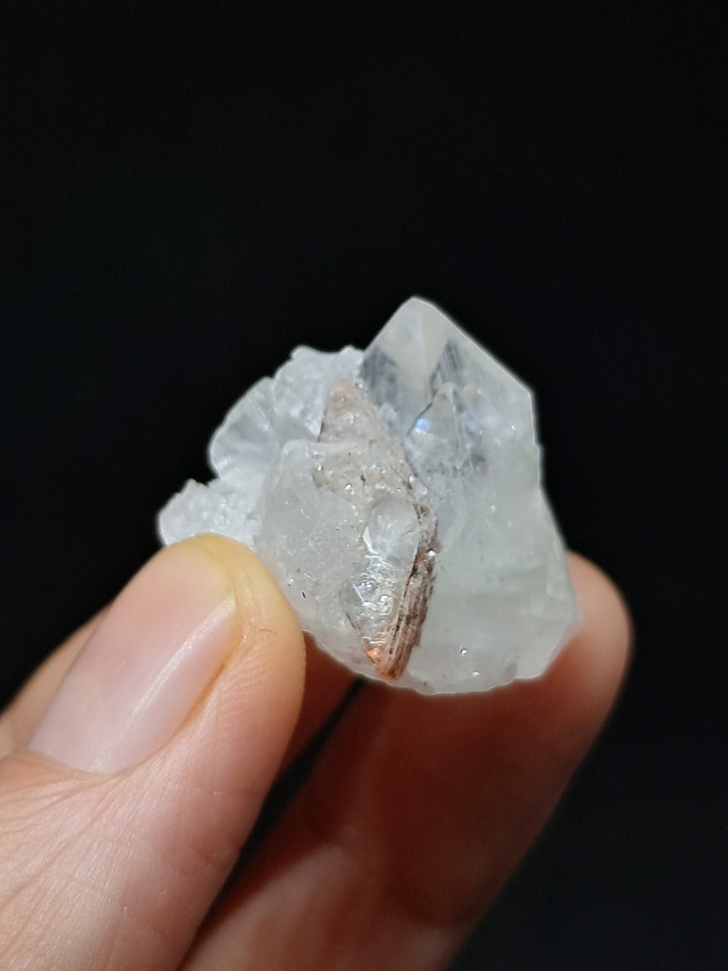 Clear Apophyllite Point w/ Heulandite (Ajanta) Natural Crystal | Mineral Specimen #AP56