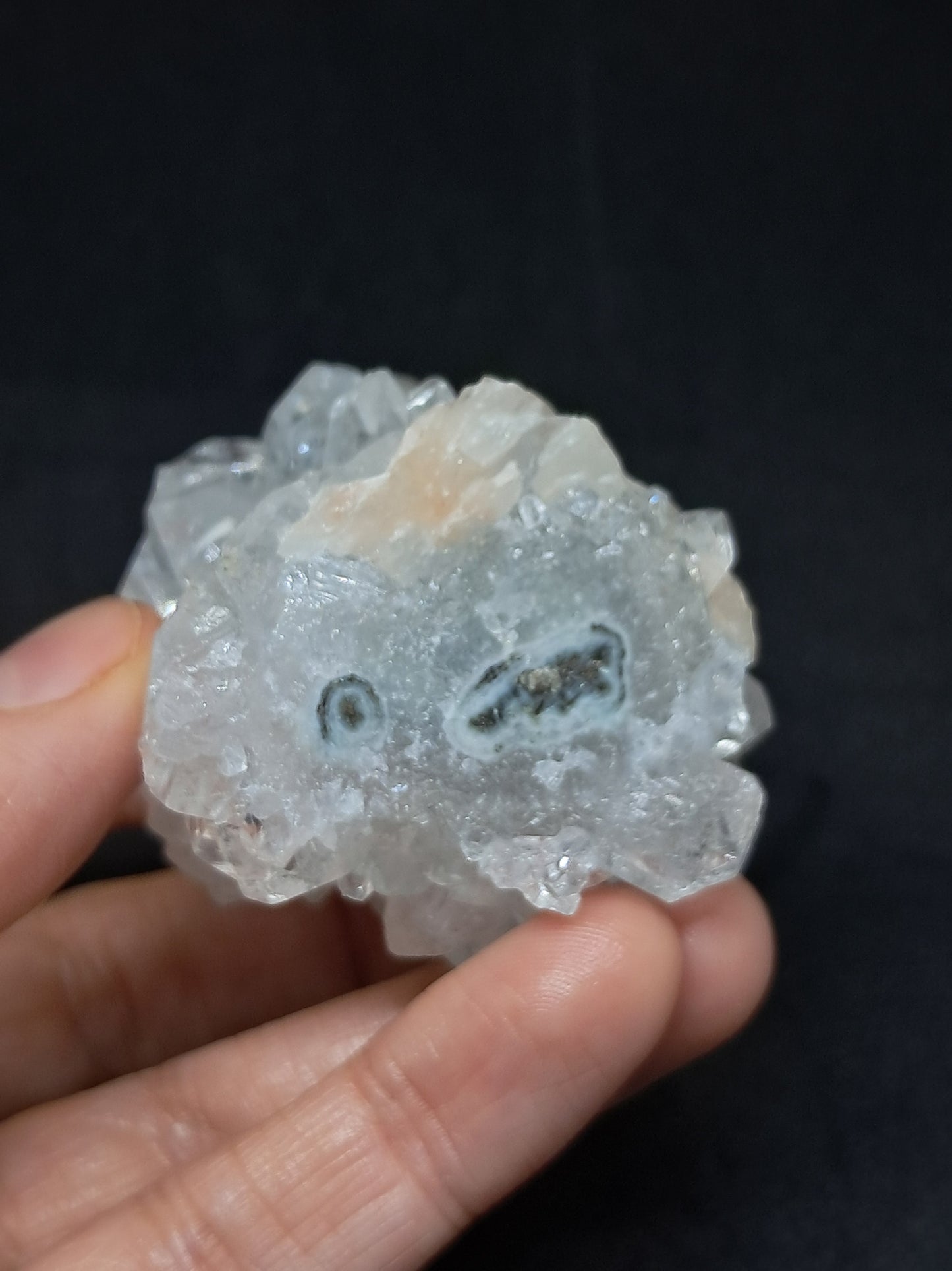 Clear Apophyllite Stalactite w/ Stilbite (Ajanta) Natural Crystal | Mineral Specimen #AP15