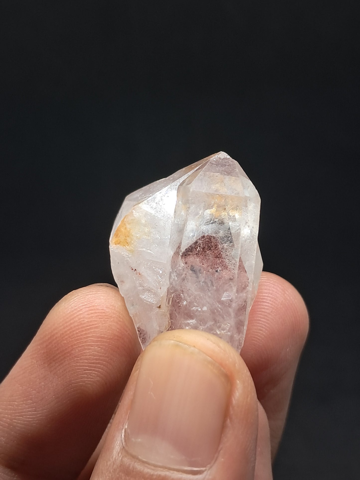 Cuarzo Fantasma Hematita (Telangana) Cristal Natural | Ejemplar Mineral | Puntas Fusionadas | Cara "Ventana" #HPQ36