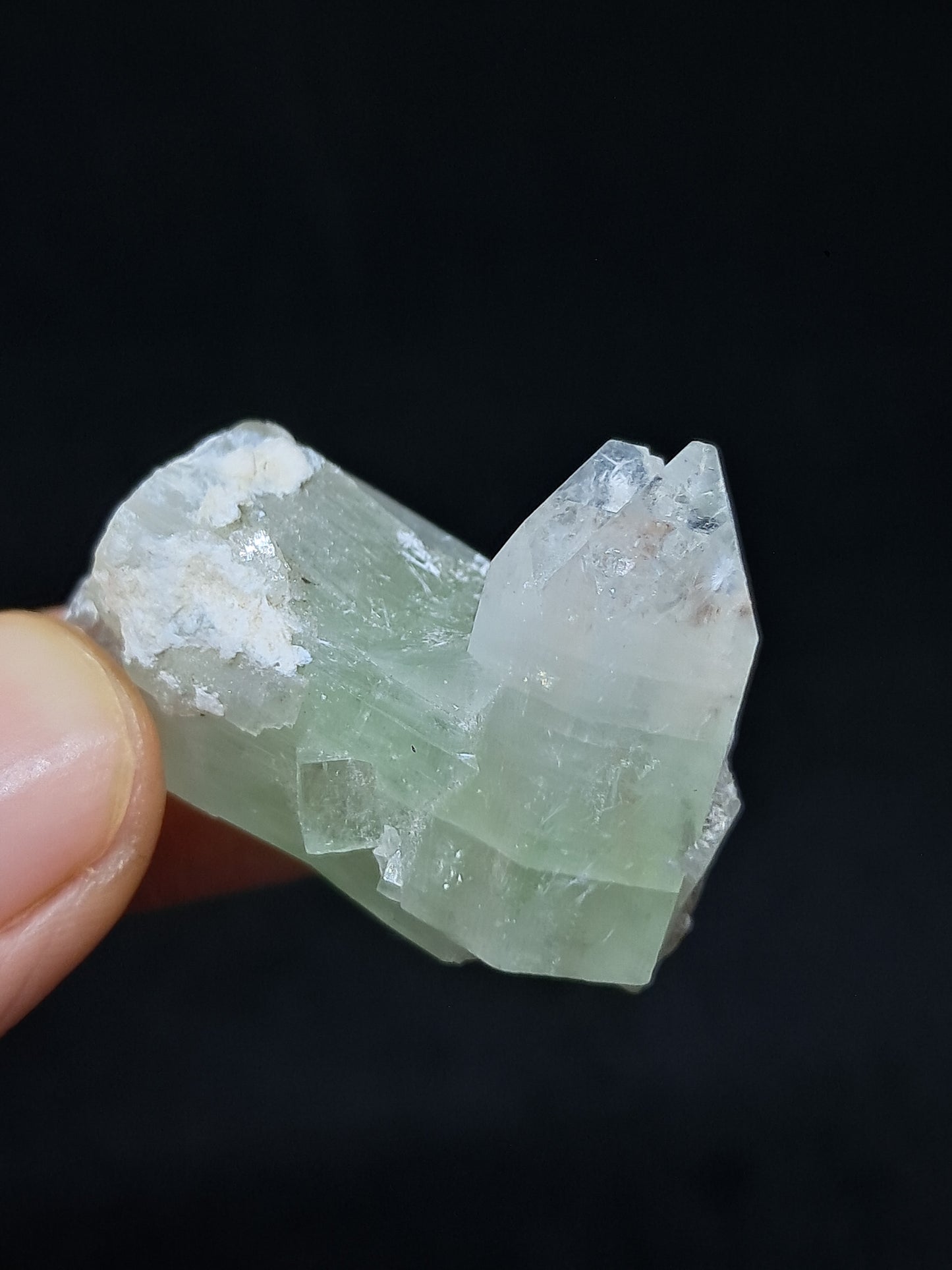 Green Apophyllite Crystal w/ Okenite (Ajanta) Natural Point | Mineral Specimen #AP62