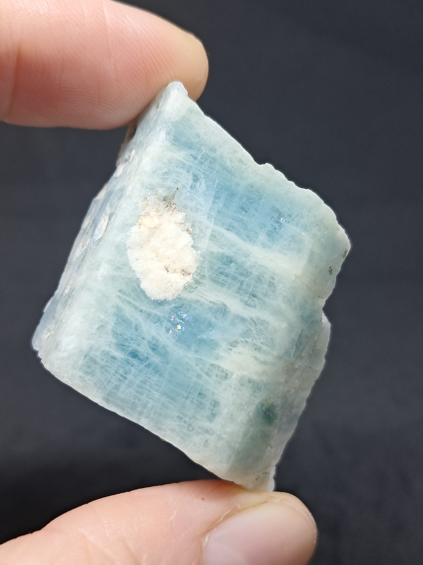 Aquamarine (Andhra Pradesh) Rough Hexagonal Crystal | Mineral Specimen #AQM5