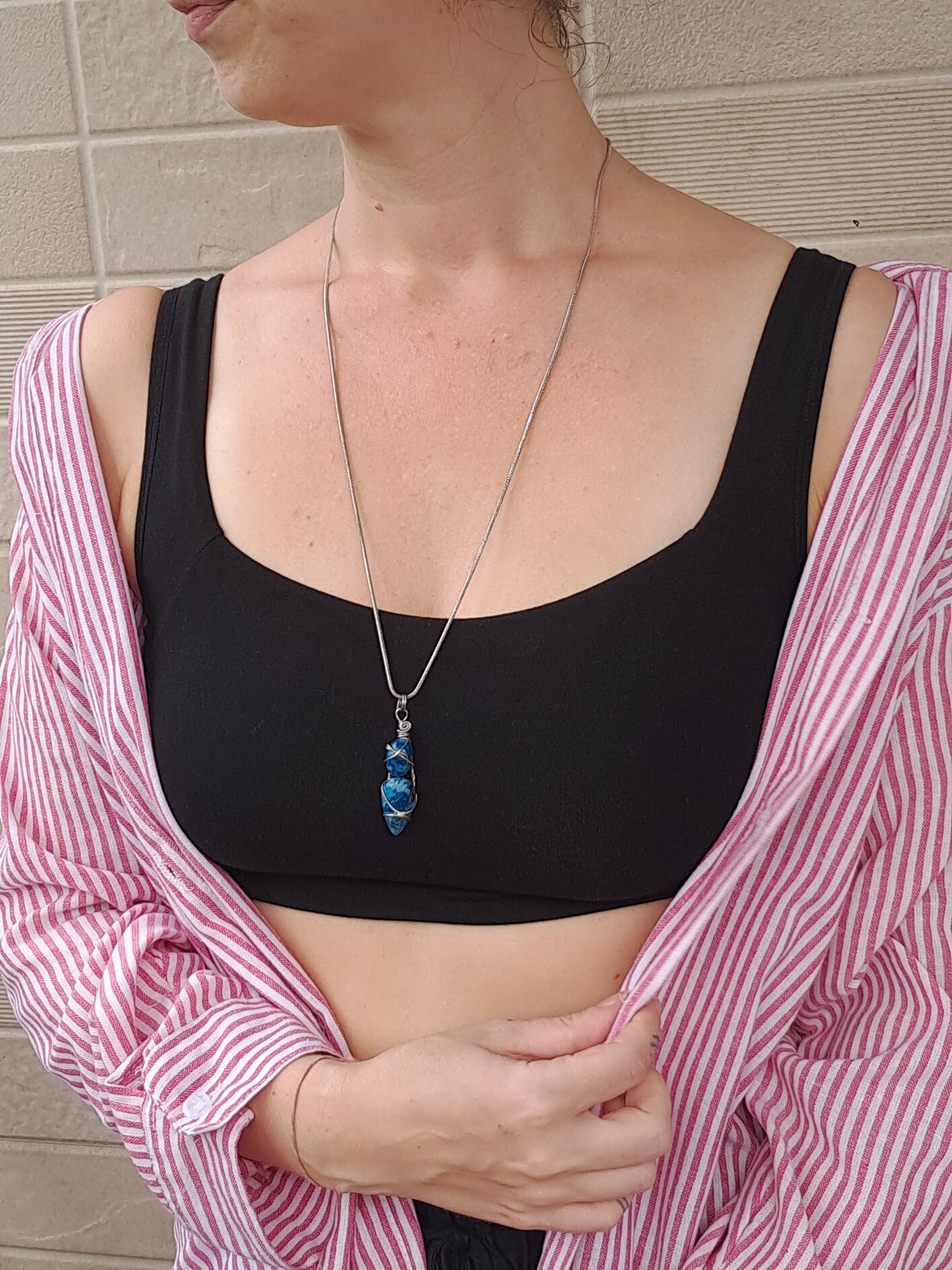 Azurite w/ Chrysocolla Double Cabochon Pendant | Handcrafted Jewelry | Unique Necklace #JL52