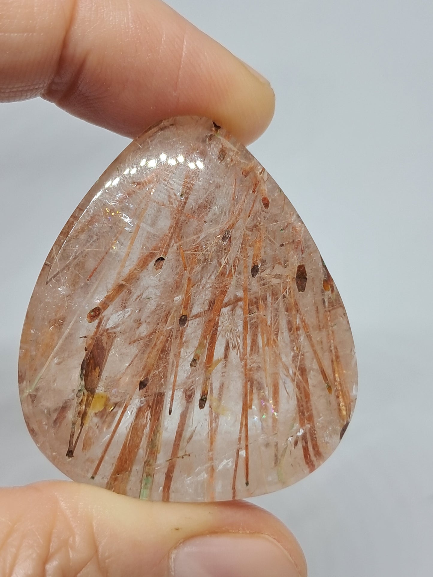 Red Rutile Quartz Cabochon *High Quality* Polished Stone | Copper Rutile | Natural Crystal | Mineral Specimen #PQ7