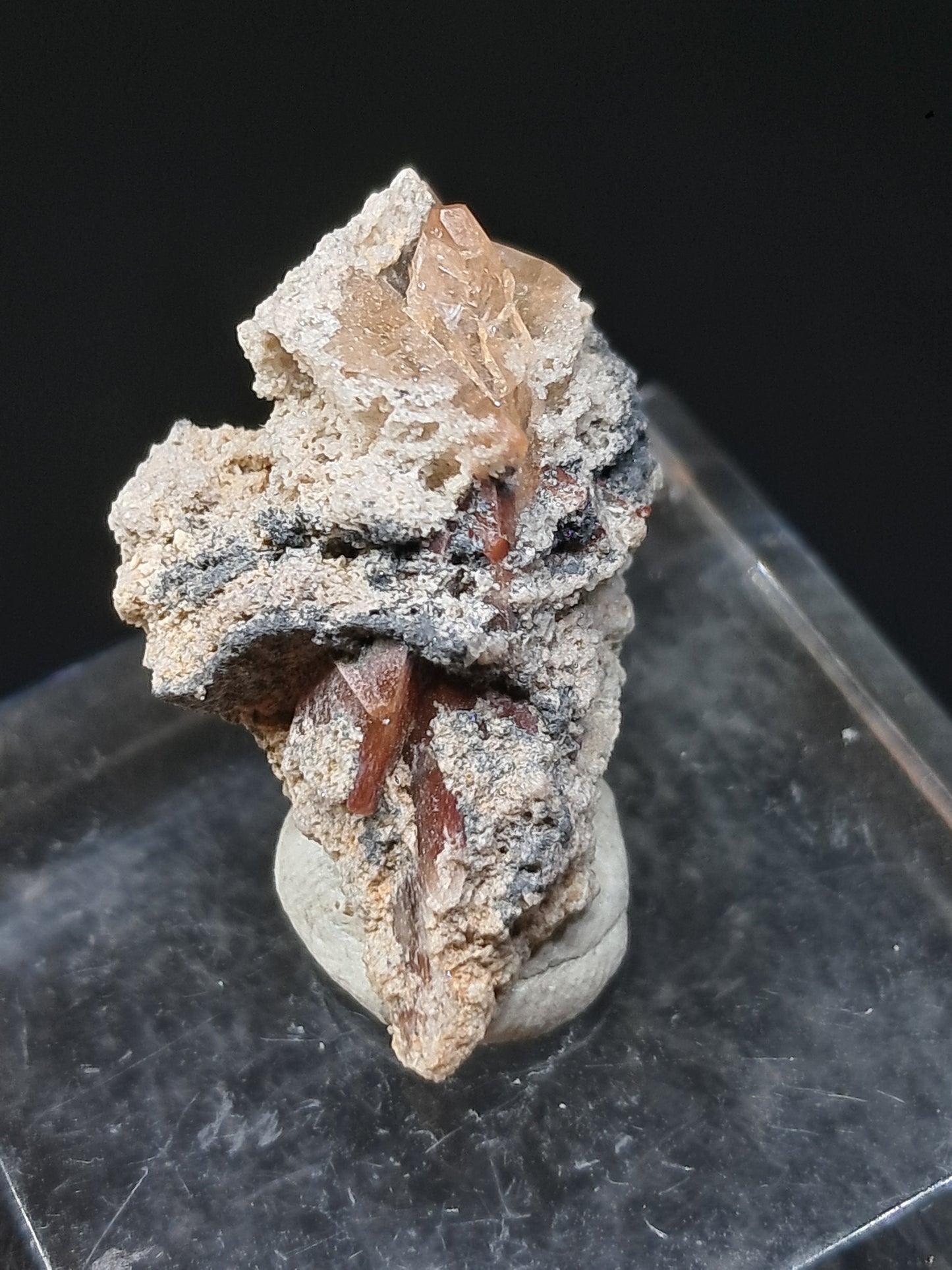 Cristales de topacio natural en matriz (México), piedra preciosa rara | Ejemplar mineral n.° TPZ26