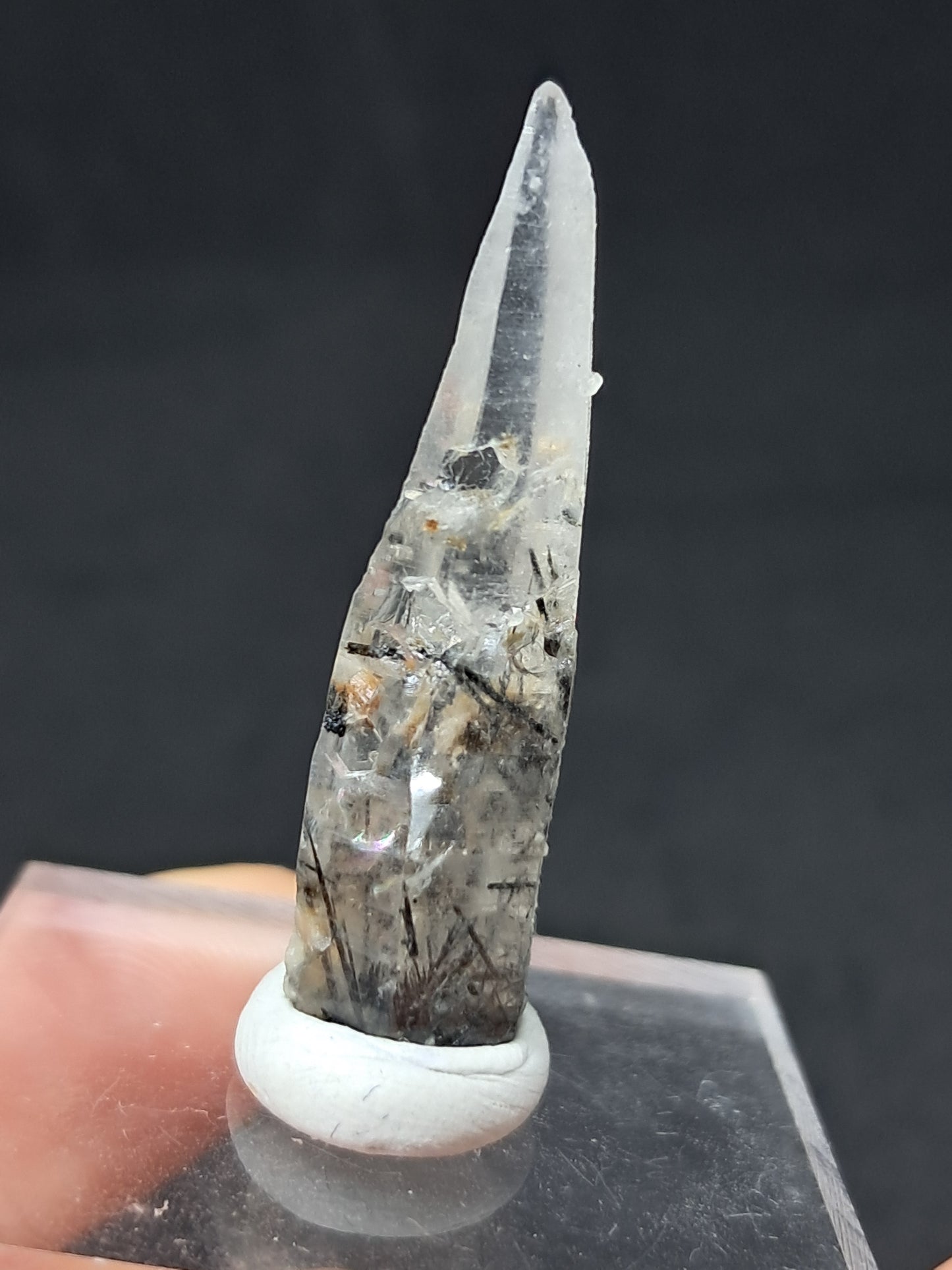 Tourmalinated Quartz natural crystal point (Non-precious natural stone) #TQ9