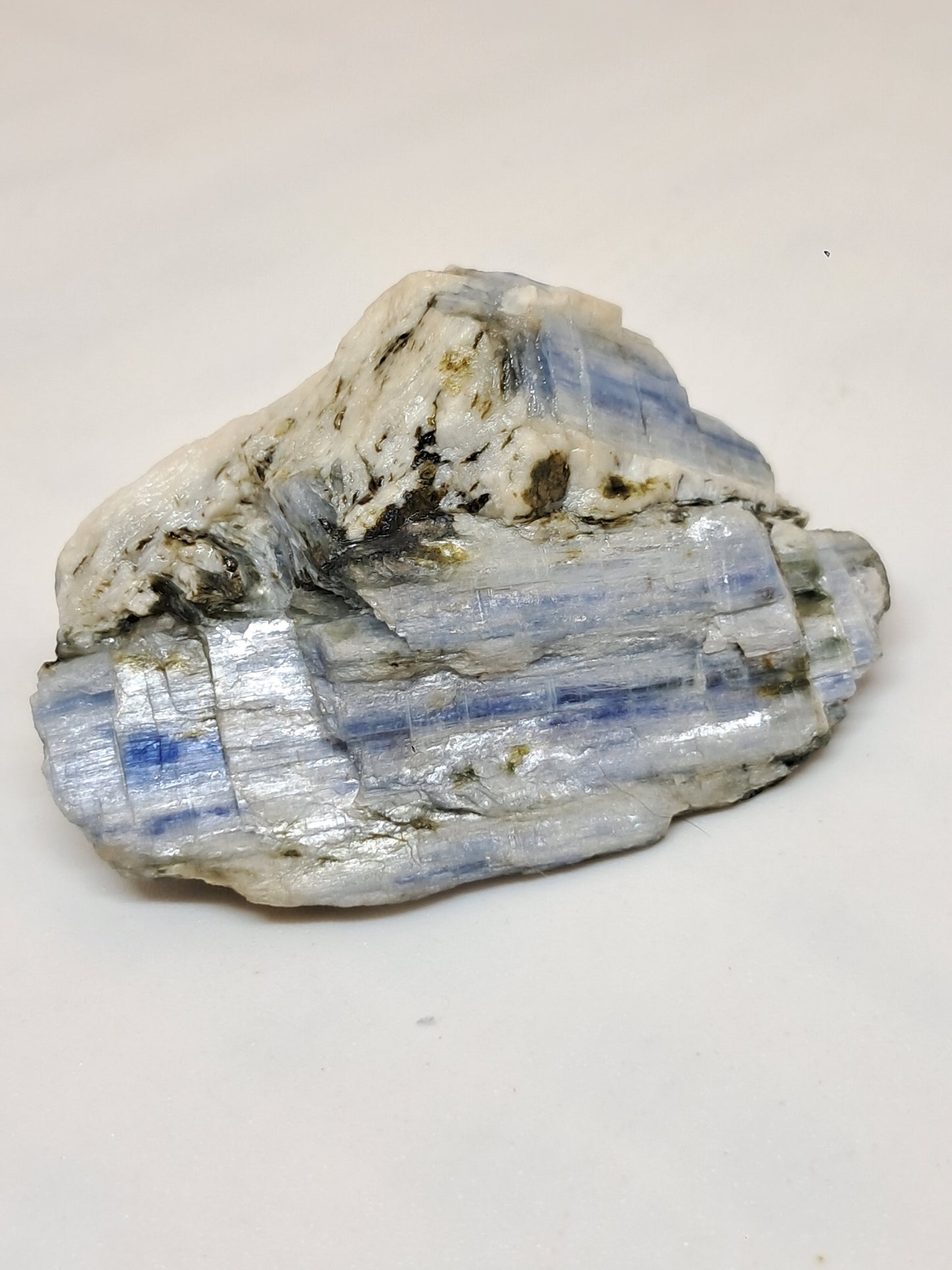 Blue Kyanite on Feldspar (Tamil Nadu) Natural Mineral Specimen #KY3