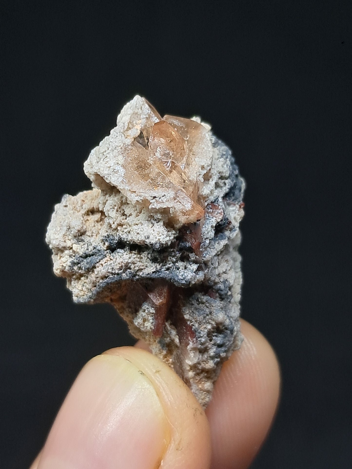 Cristales de topacio natural en matriz (México), piedra preciosa rara | Ejemplar mineral n.° TPZ26