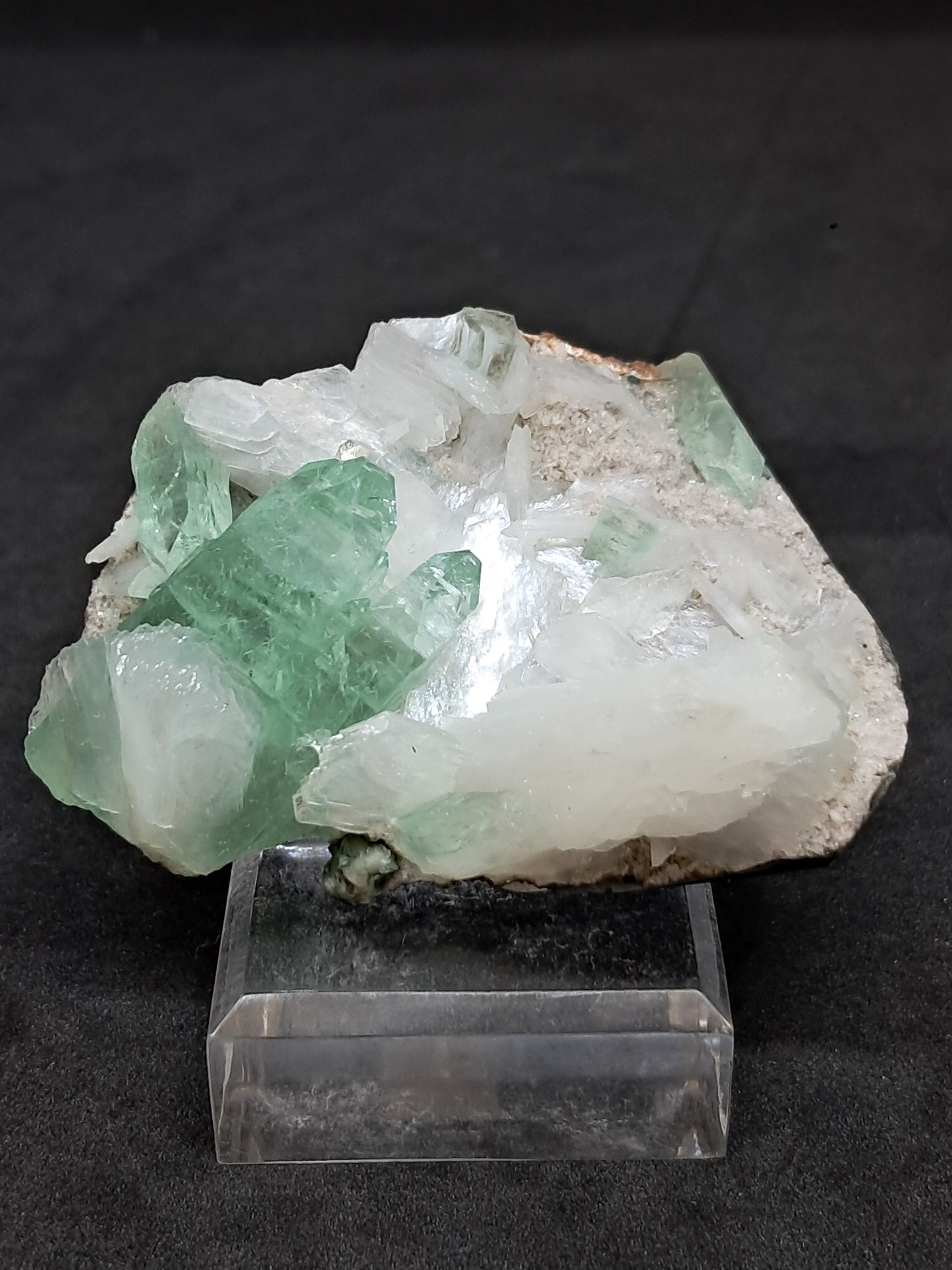 Green Apophyllite (Fluorapophyllite) and Stilbite on matrix #GA2