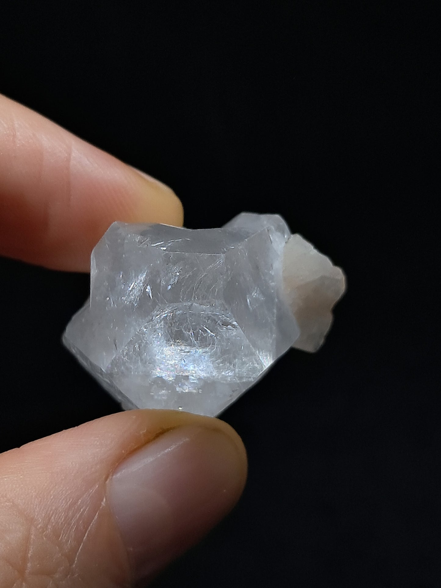 Clear Apophyllite Point w/ Stilbite (Ajanta) Natural Crystal | Mineral Specimen #AP54
