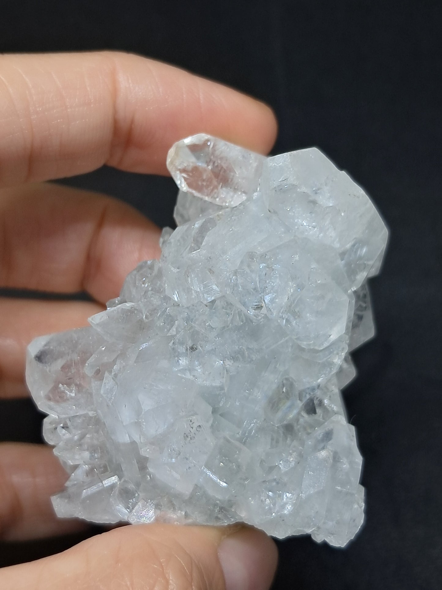 Clear Apophyllite Stalactite w/ Stilbite (Ajanta) Natural Crystal | Mineral Specimen #AP15