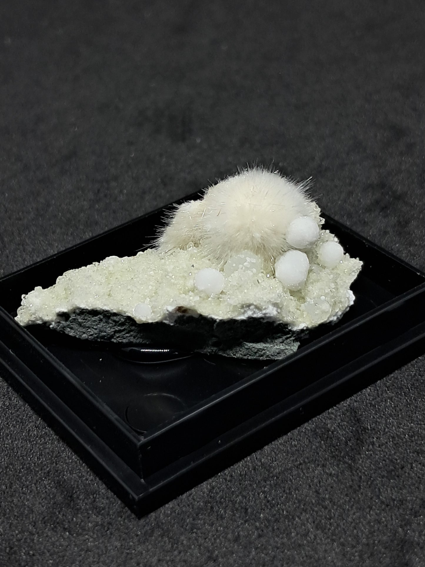 Okenite and Gyrolite on Prehenite and Apophyllite (Non-precious mineral) #OK7