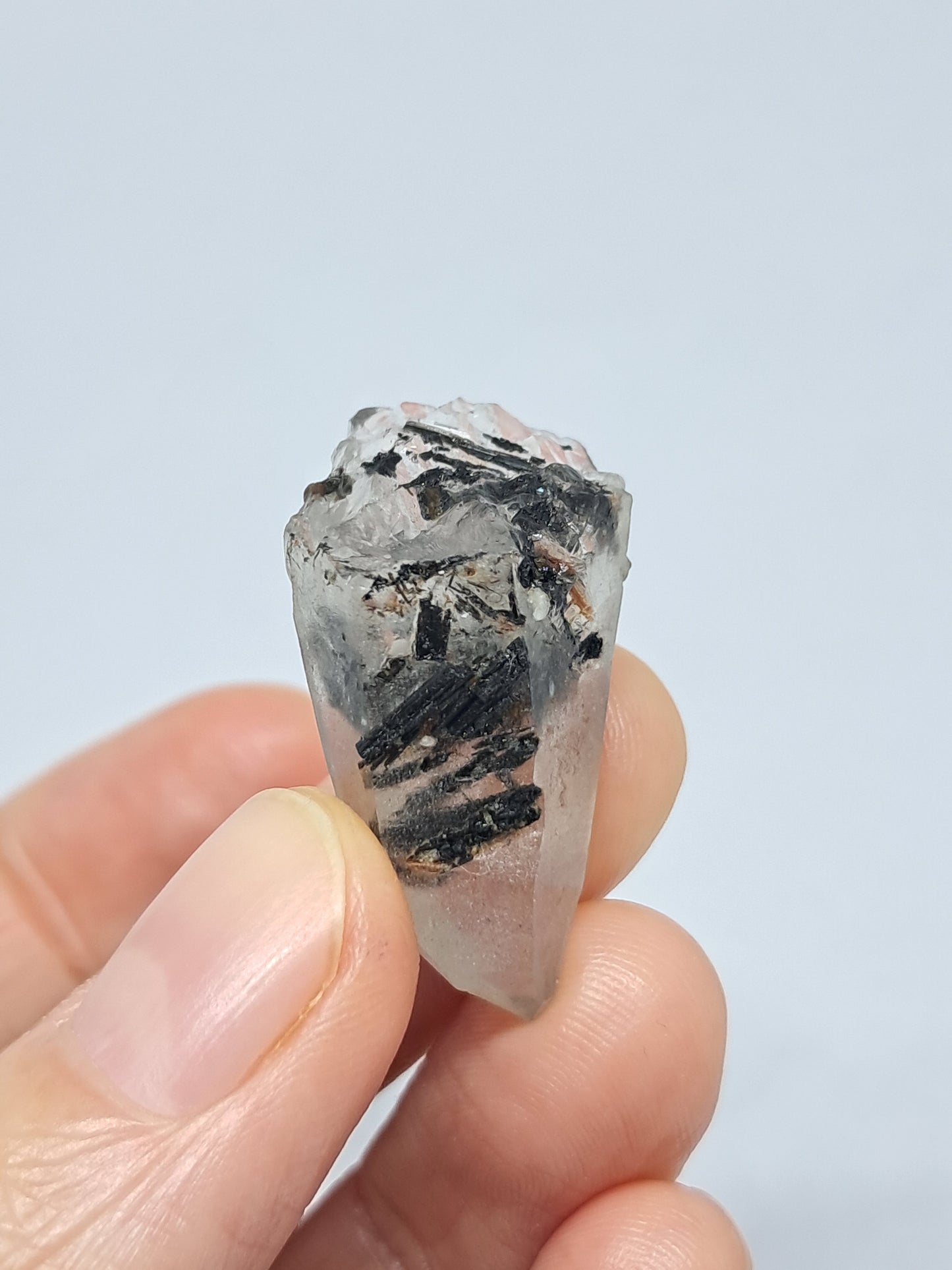 Tourmalinated Quartz natural crystal point (Non-precious natural stone) #TQ2