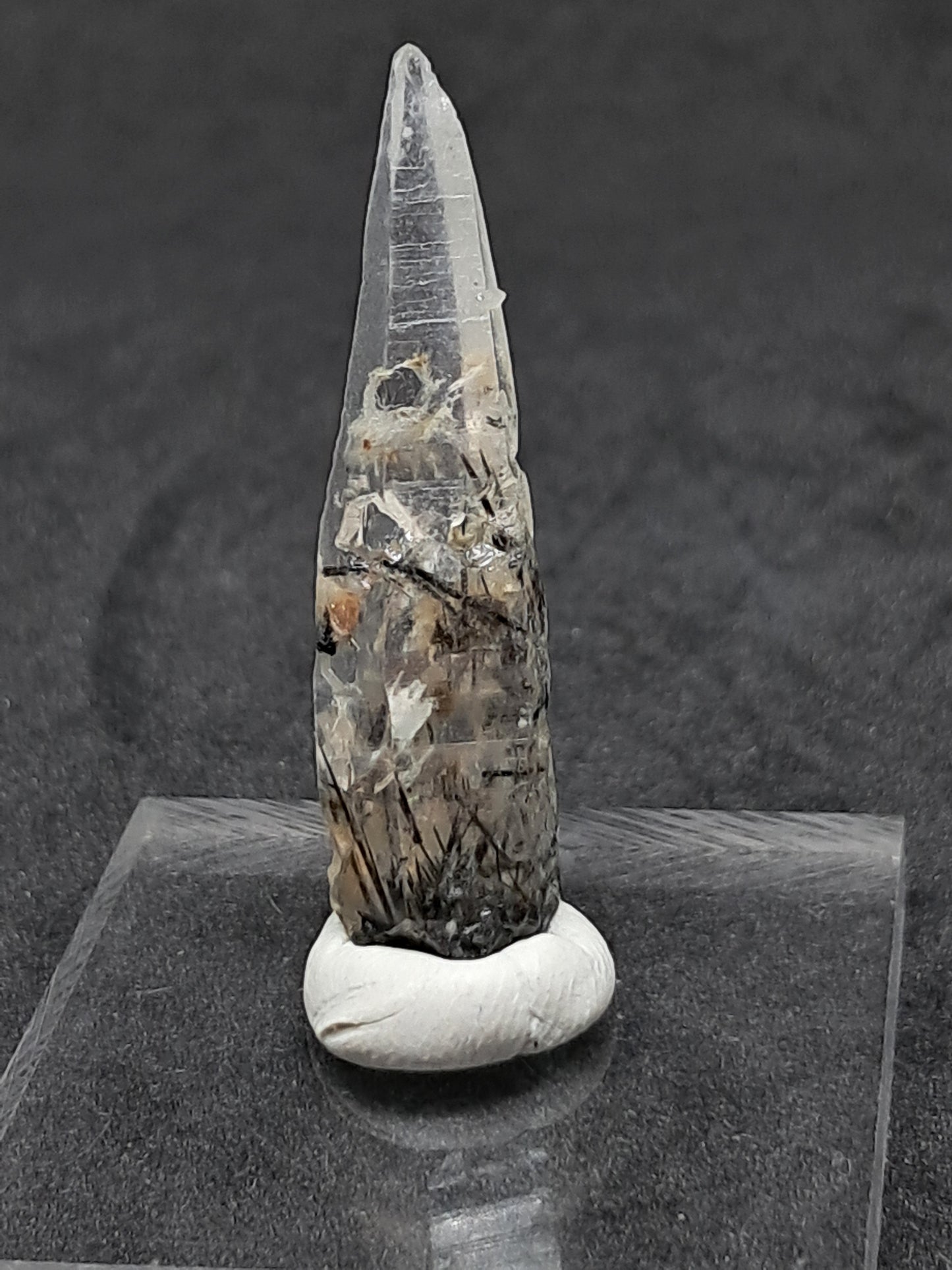 Tourmalinated Quartz natural crystal point (Non-precious natural stone) #TQ9