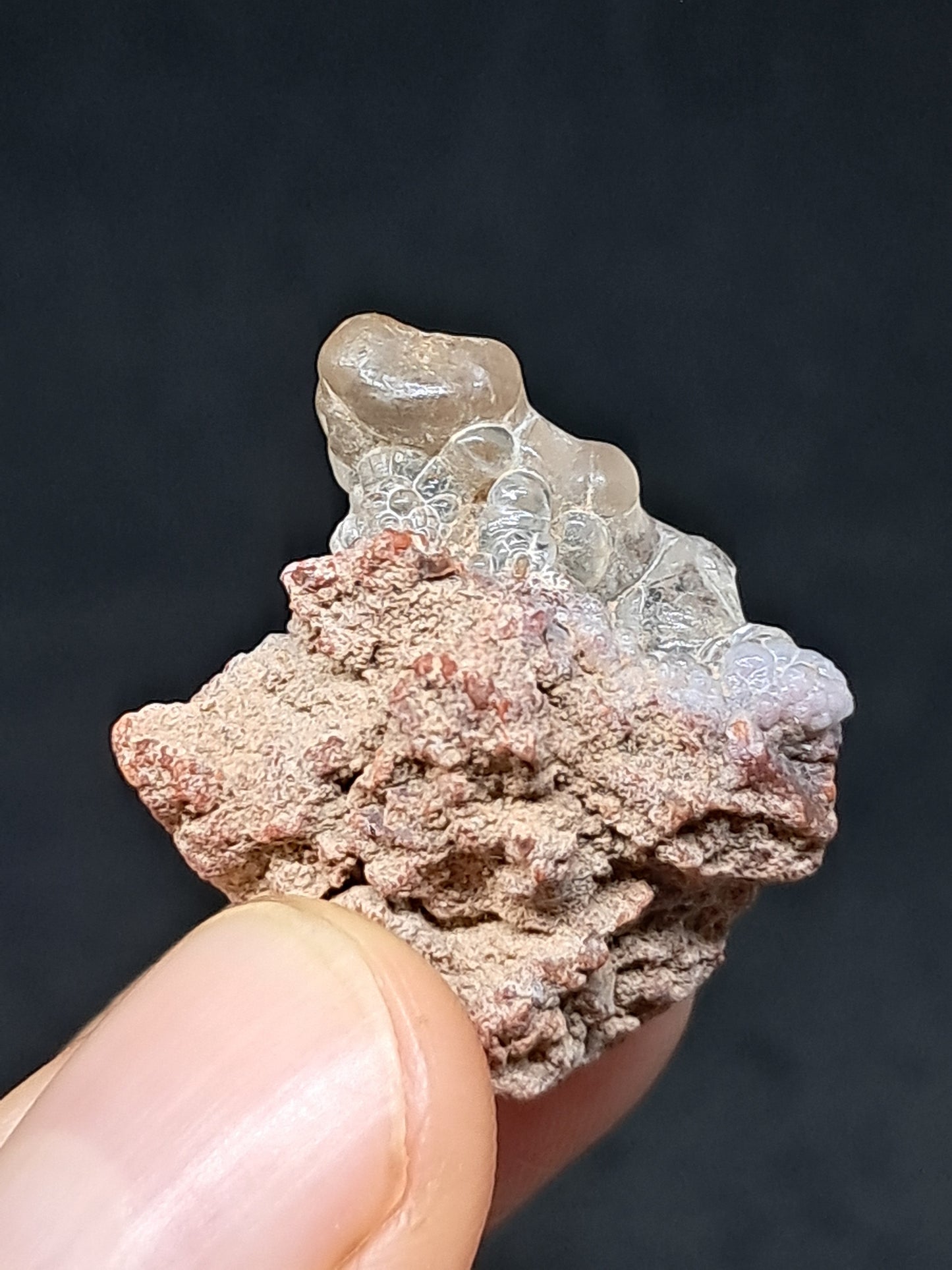 Ópalo hialita en matriz (México), piedra cristalina en bruto | Ejemplar mineral n.° OH3