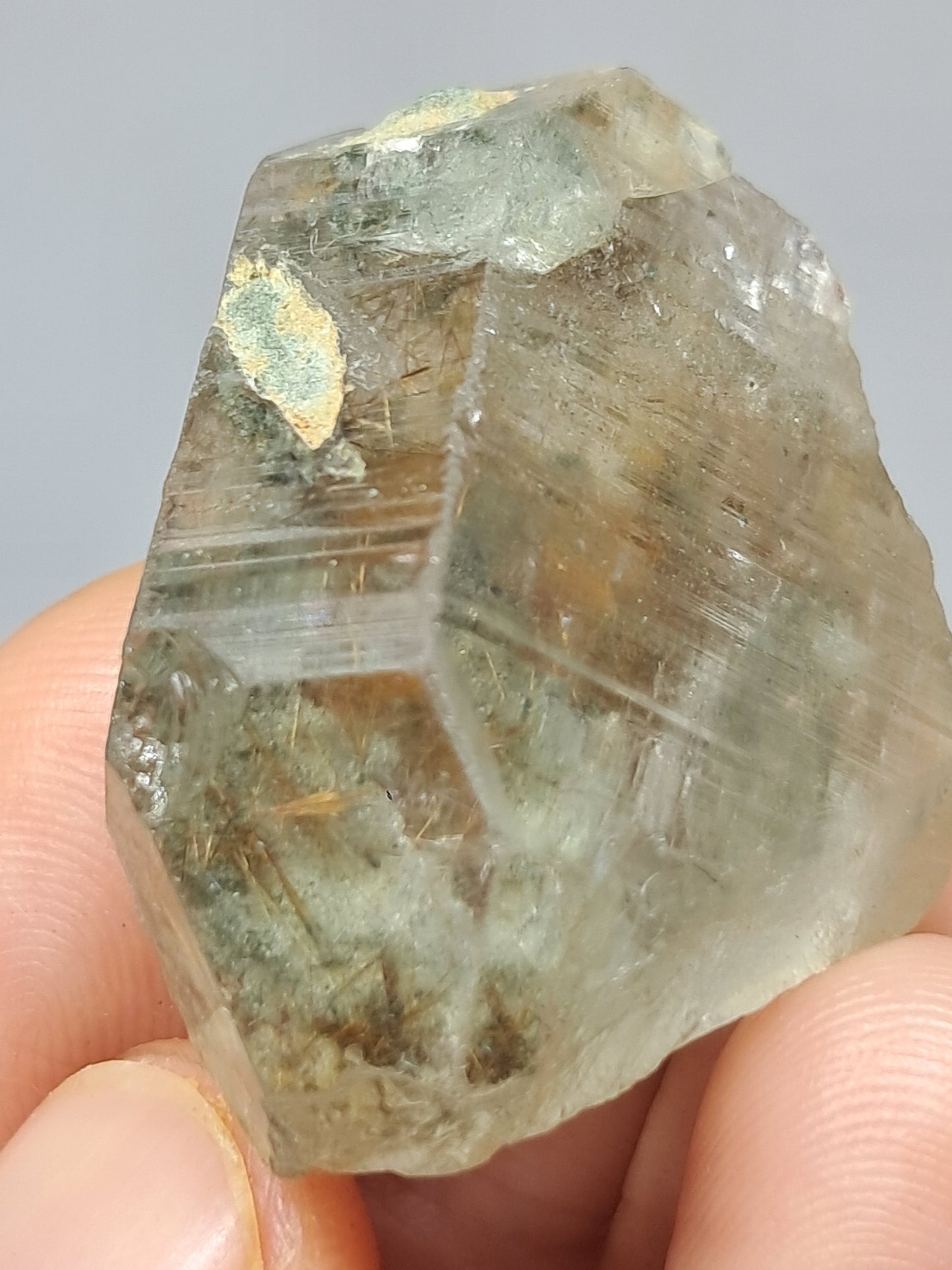 Quartz w/ Chlorite and Golden Rutile Inclusions (Kullu) Rough Stone | Natural Crystal Point | Mineral Specimen #CH44