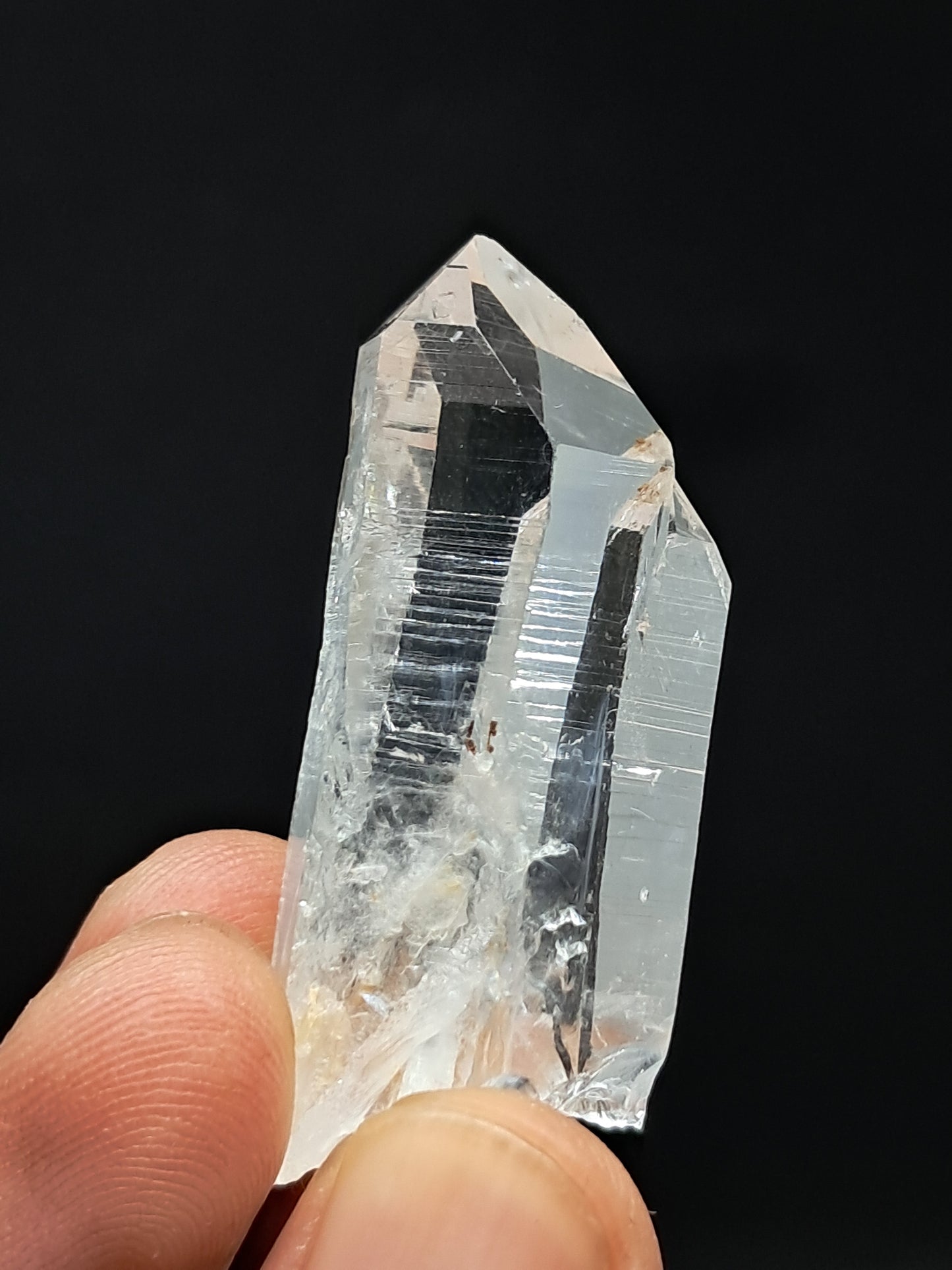 Punta natural de cristal de cuarzo fundido transparente (Santander, Colombia) | Ejemplar mineral n.° COQ35