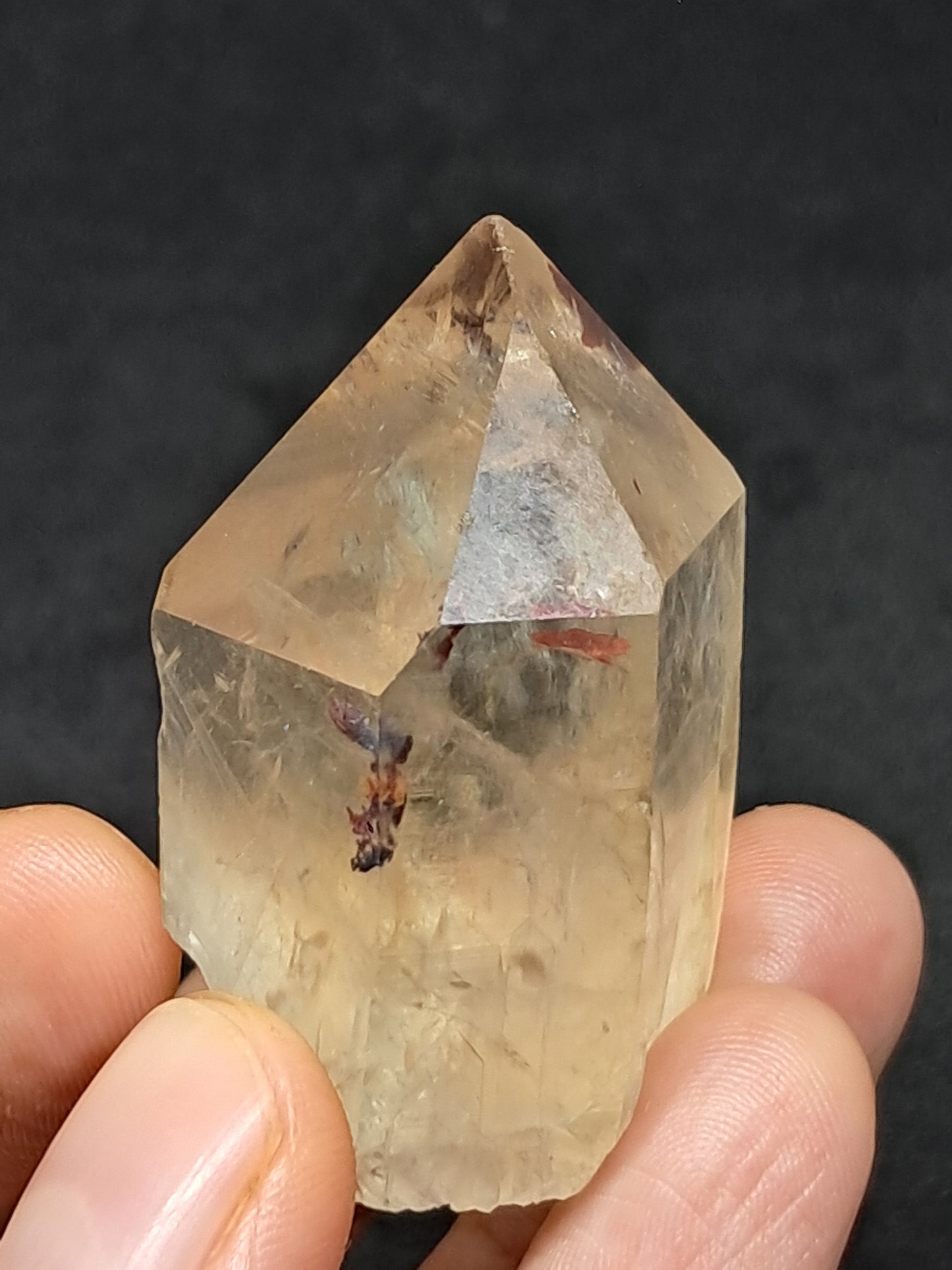 Natural Citrine "Kundalini" with Hematite (Democratic Republic of Congo) Crystal Point | Mineral Specimen #CTN19