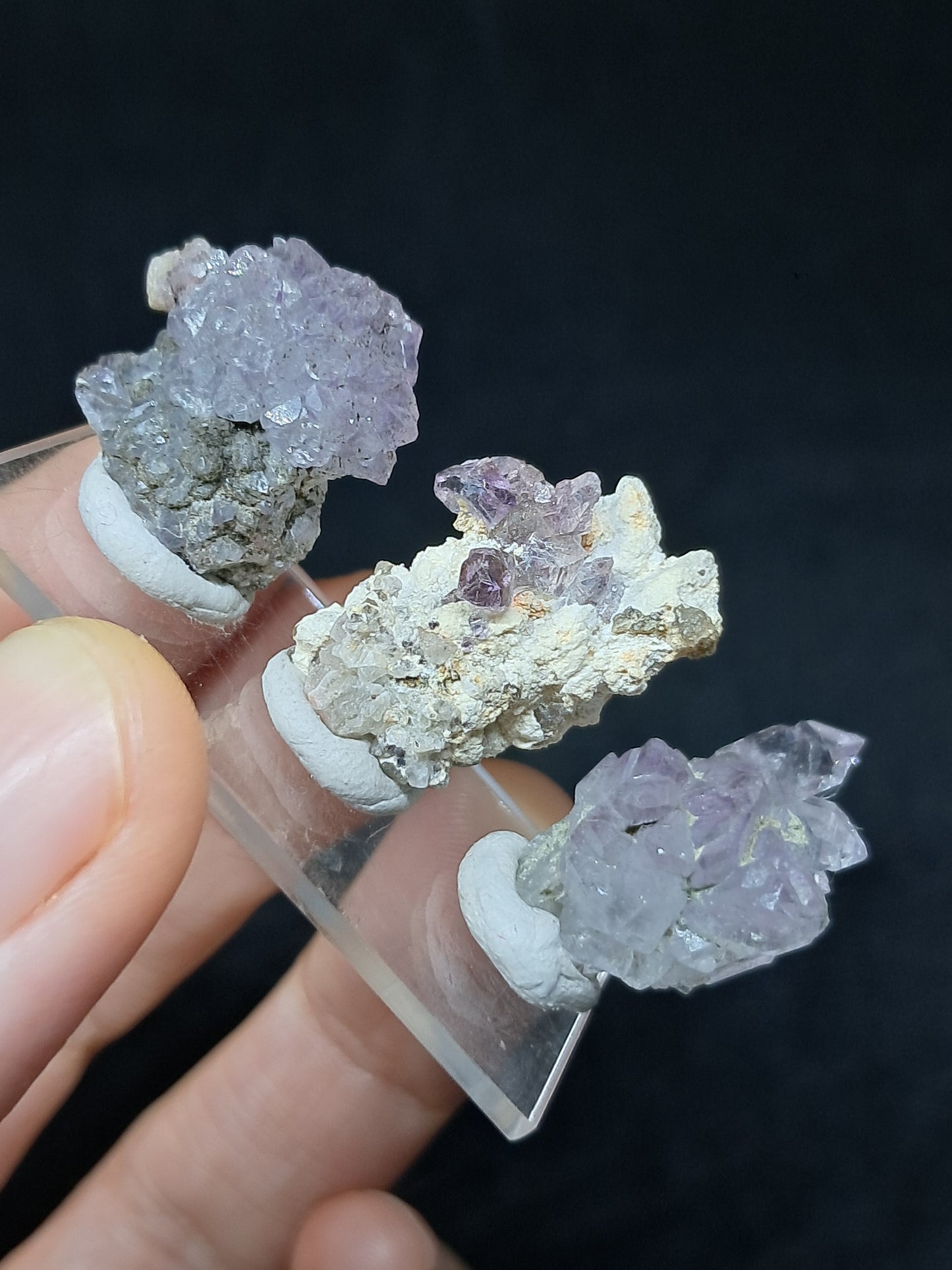 Set of 3 Amethyst from Karur | Natural Crystals | Mineral Specimen | Flower Scepter Herkimer Formation #KA166