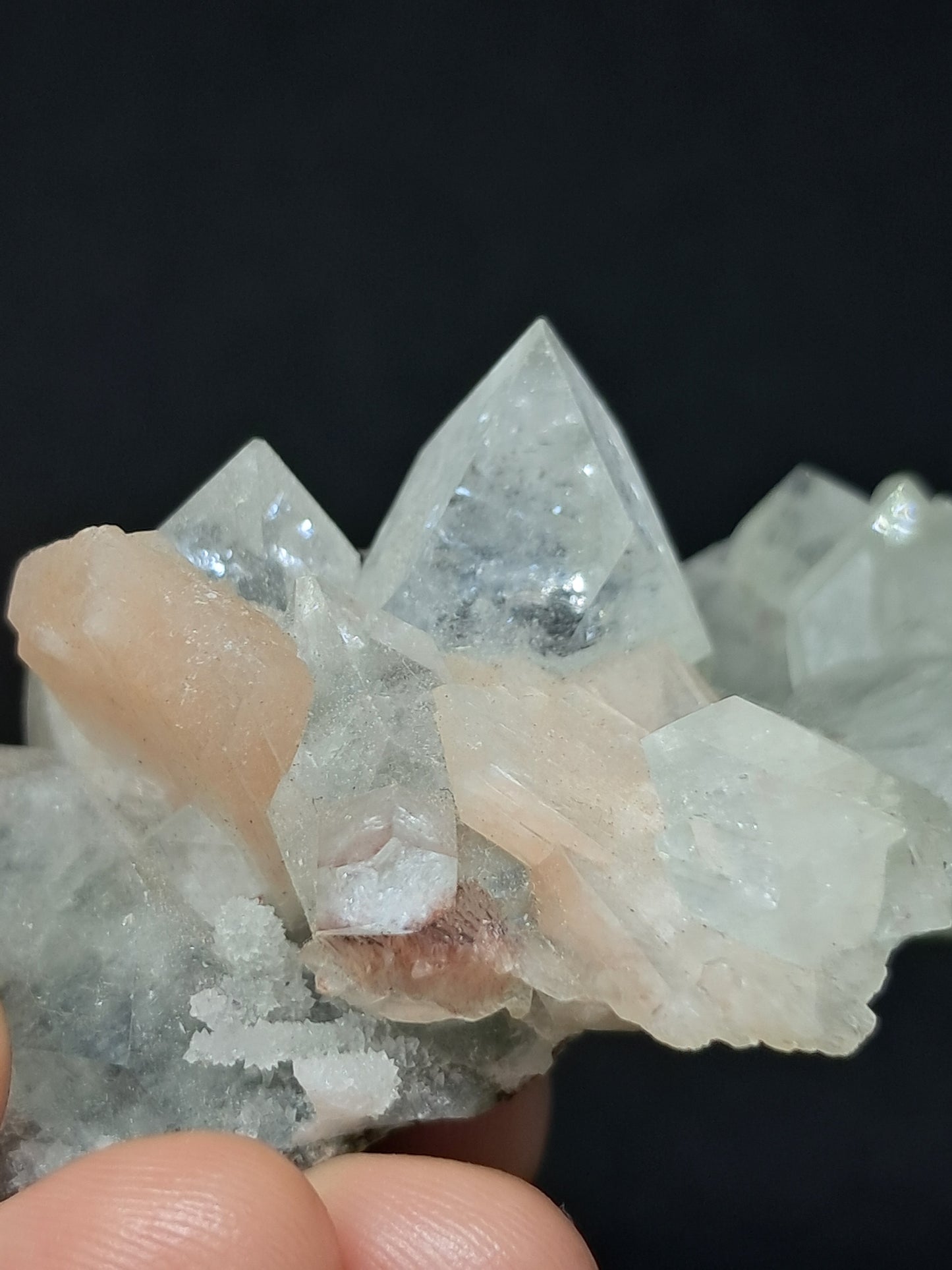 Clear Apophyllite w/ Stilbite on Heulandite Matrix (Ajanta) | Natural Crystal | Mineral Specimen #AP8
