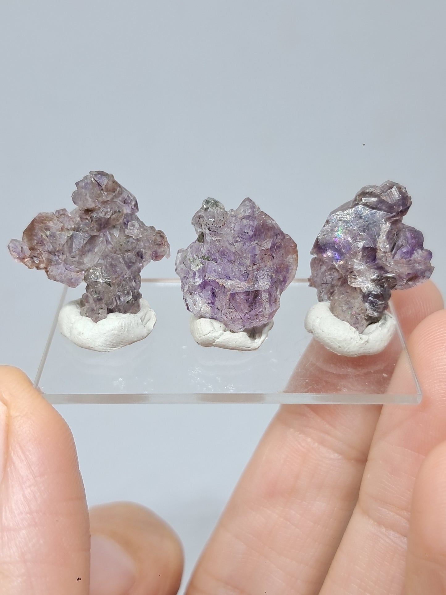 Set of 3 Amethyst from Karur w/ "Super Seven" Inclusions | Natural Crystals | Mineral Specimen #KA167